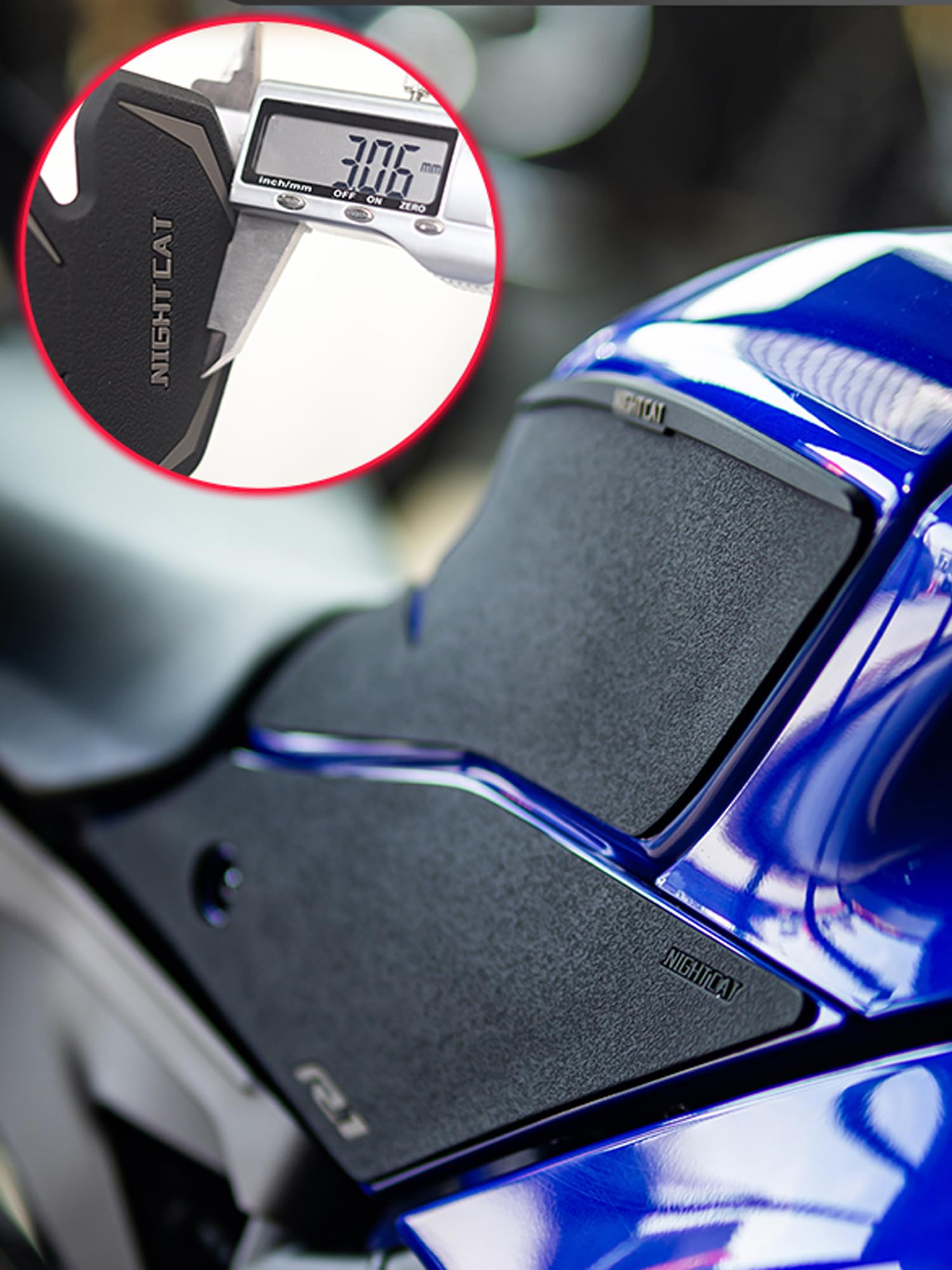YZFR1 R1 Fuel Tank Sticker - Anti-Skid Fishbone Design Tank Protection Decal & Side Traction Pad | Night Cat Compatible Motorcycle Accessories for Enhanced Grip and Style | Perfect for Track Days and Street Riding