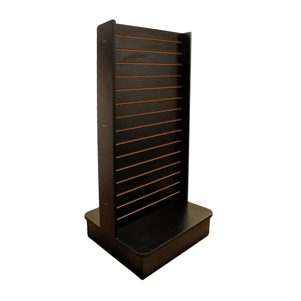 MH GLOBAL 2-Sided Slatwall Display Tower - Black Knockdown Floor Stand Retail Fixture for Store Merchandising | Perfect for Retail Stores, Trade Shows & Boutique Displays