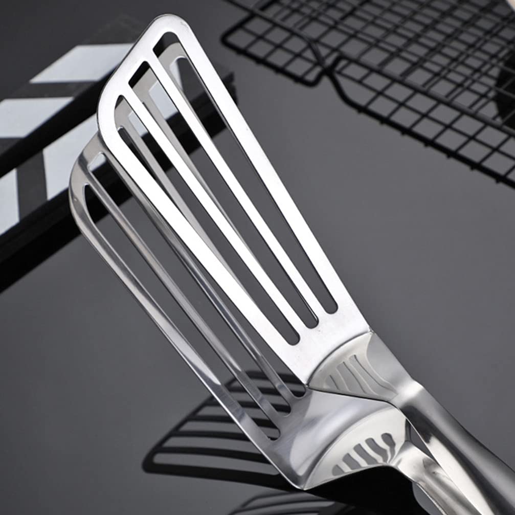 Premium Stainless Steel Fish Spatula & Turner - Heavy Duty Metal Cooking Tongs for Grilling, Flipping Pancakes, Cast Iron Skillet - Perfect for BBQ, Buffet Serving & Professional Kitchen Use