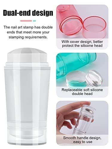 D.B.Z.® Double Ended Nail Art Stampers - Silicone Stamping Pens with Nail Seal Plate - Professional Manicure Stamping Kit for Home & Salon Use - Perfect for DIY Nail Designs & Creative Nail Art