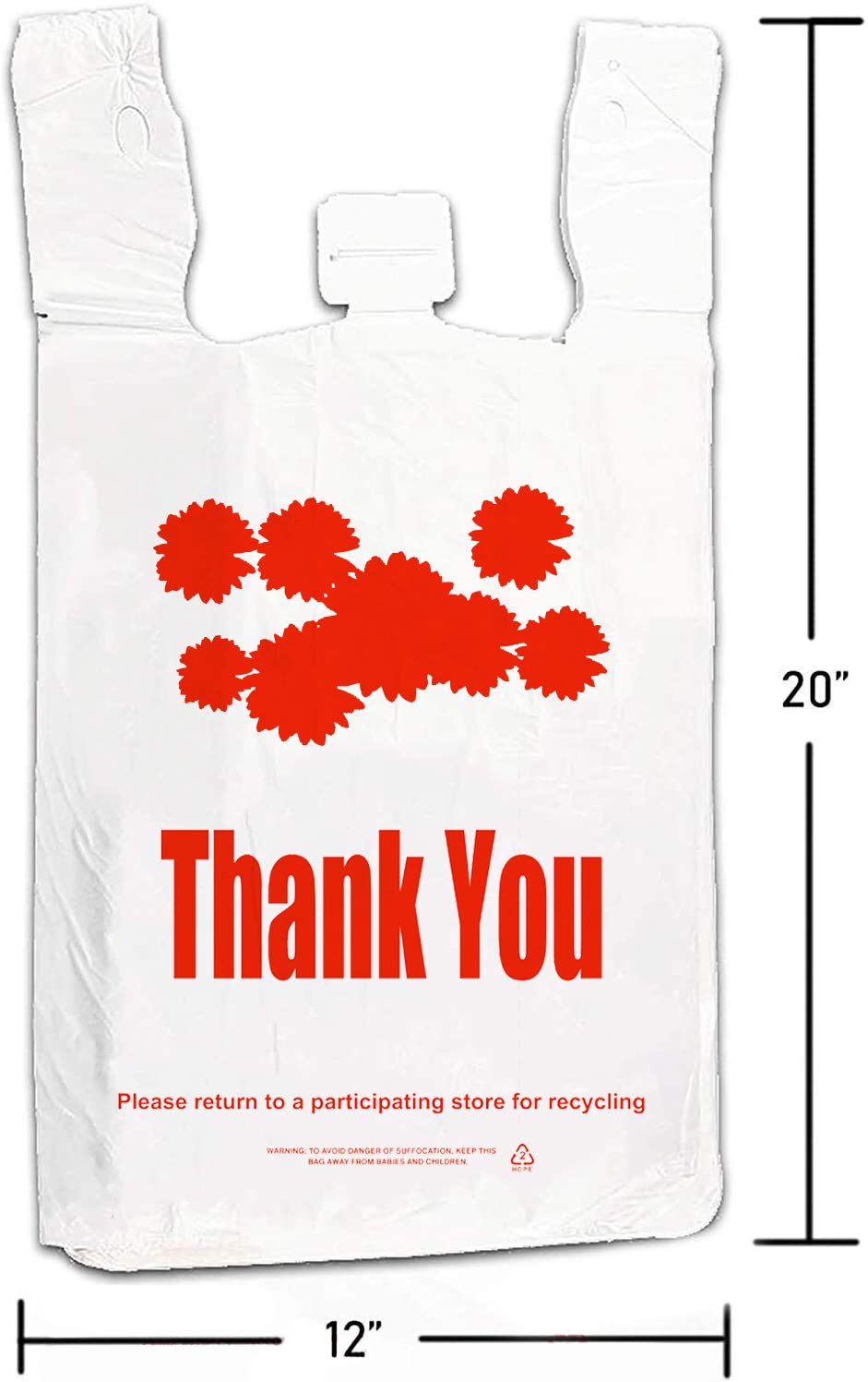 RoyalHouse Thank You T-Shirt Bags - 308 Count Bulk Pack | 11.5