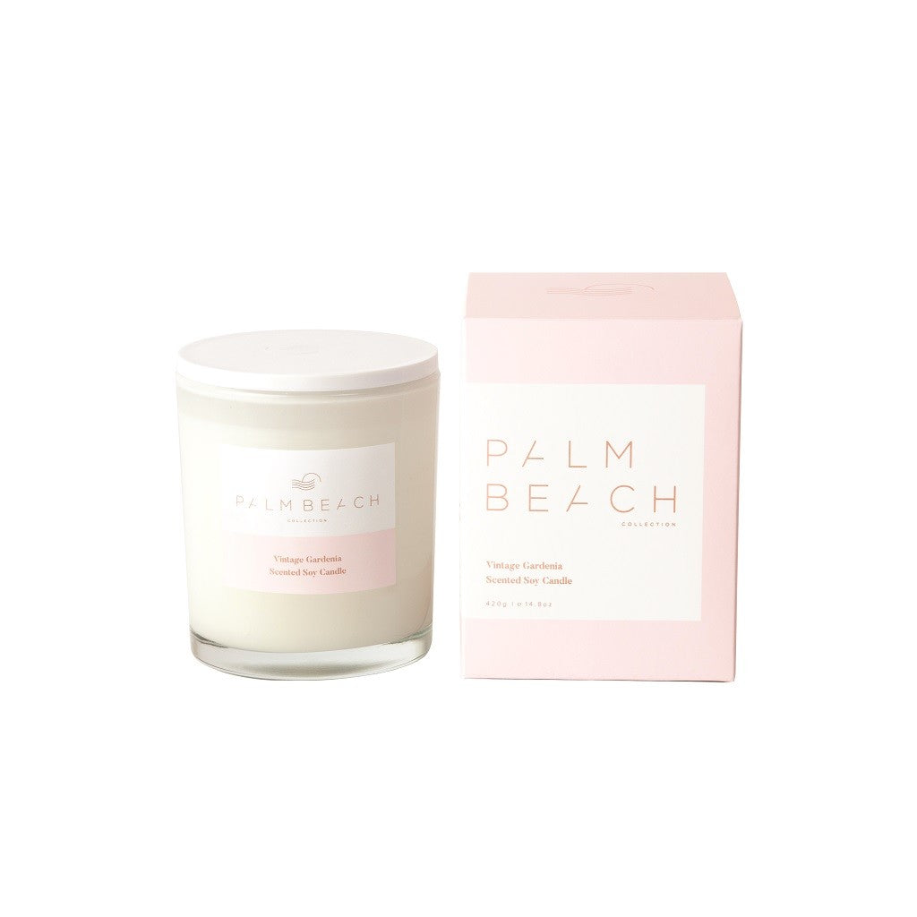 Palm Beach Mini Candle 90g - Vintage Gardenia Scented Soy Wax Candle for Home, Spa & Relaxation | Aromatherapy Gifts for Women