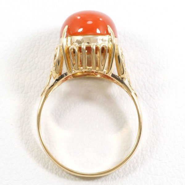 18K Yellow Gold Coral Ring for Women - Elegant Handmade Jewelry Gift for Her - Perfect for Weddings, Anniversaries & Special Occasions