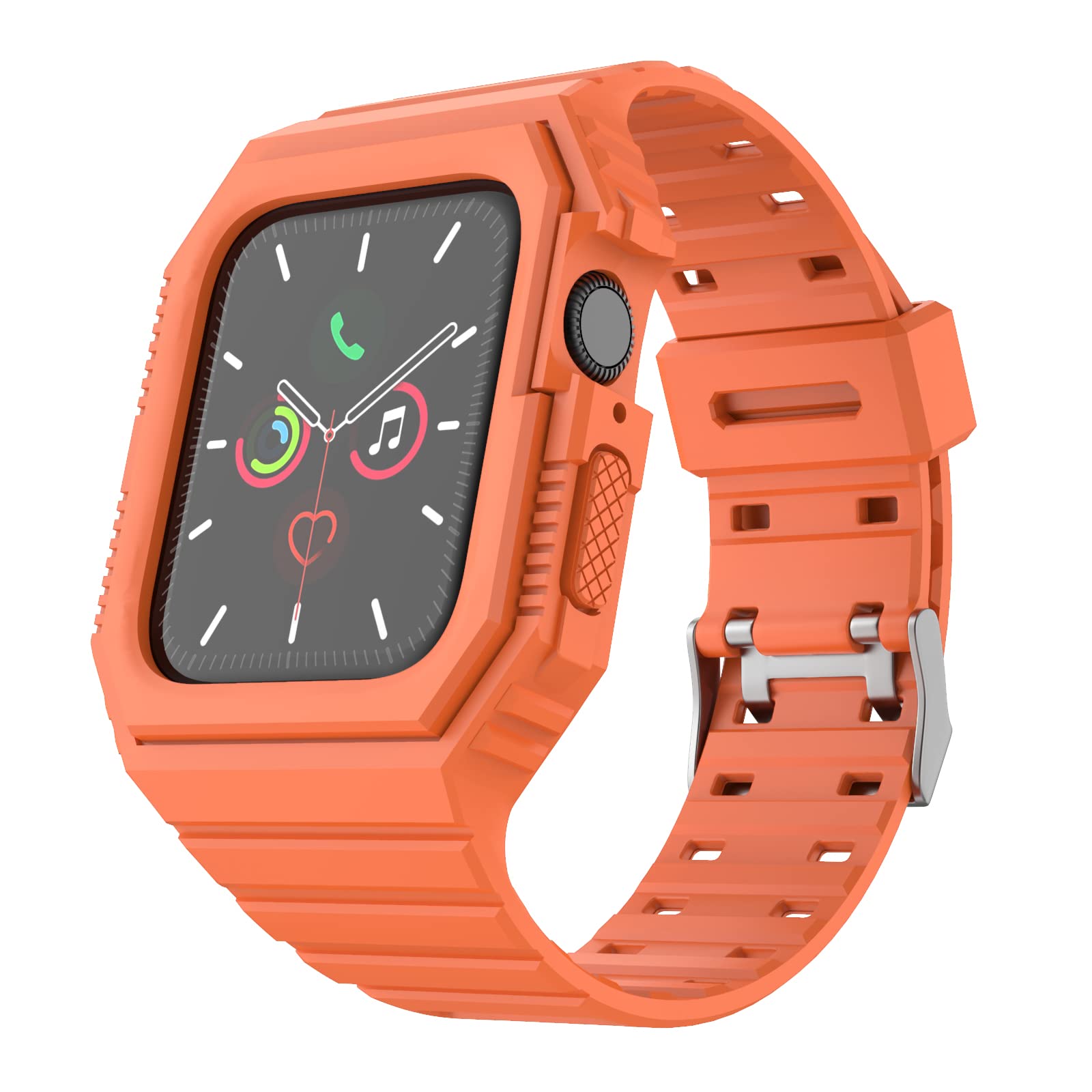 Premium Apple Watch Bands Compatible with 38mm 40mm 42mm 44mm - Durable TPU Sport Strap with Rugged Bumper Case for Series 7/6/5/4/SE/3/2/1 - Perfect for Workouts, Running & Outdoor Activities (Men & Women)