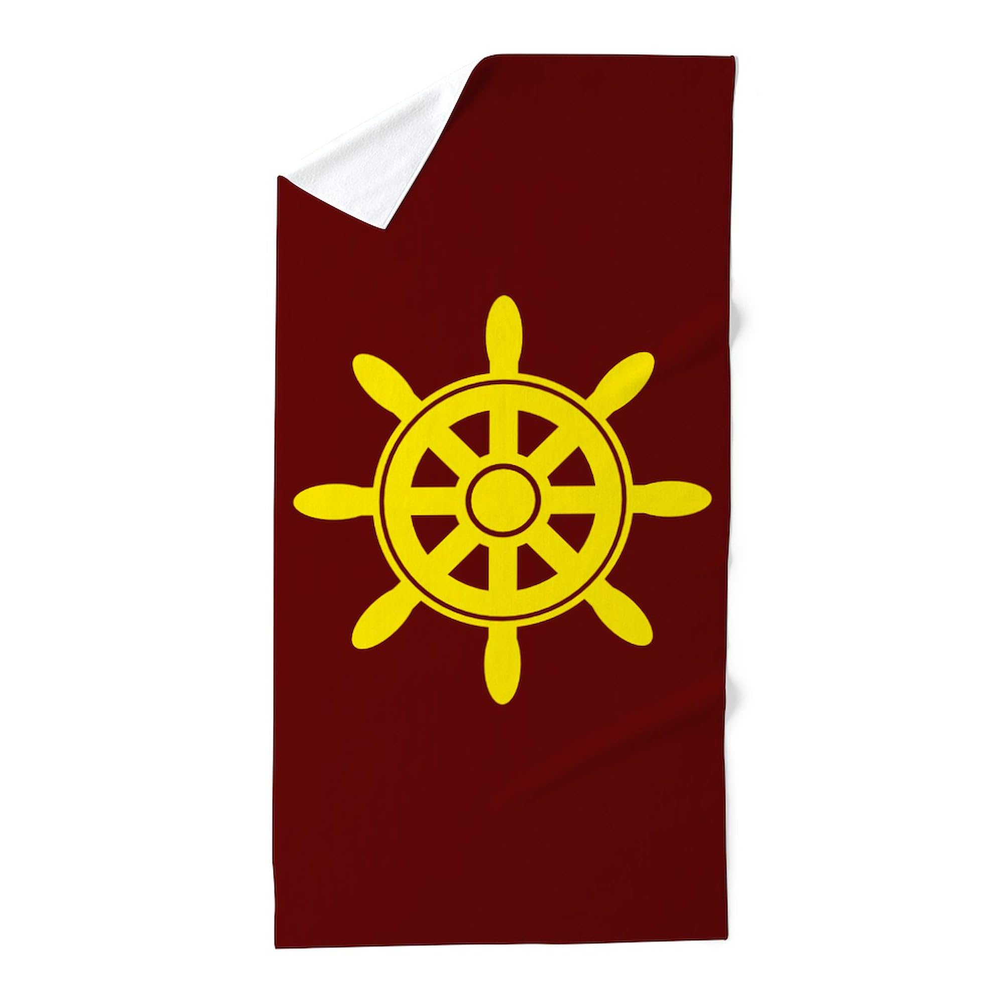 Maroon and Gold Ship Wheel Large Beach Towel - Soft, Unique Design for Pool, Beach & Summer Vacations | CafePress