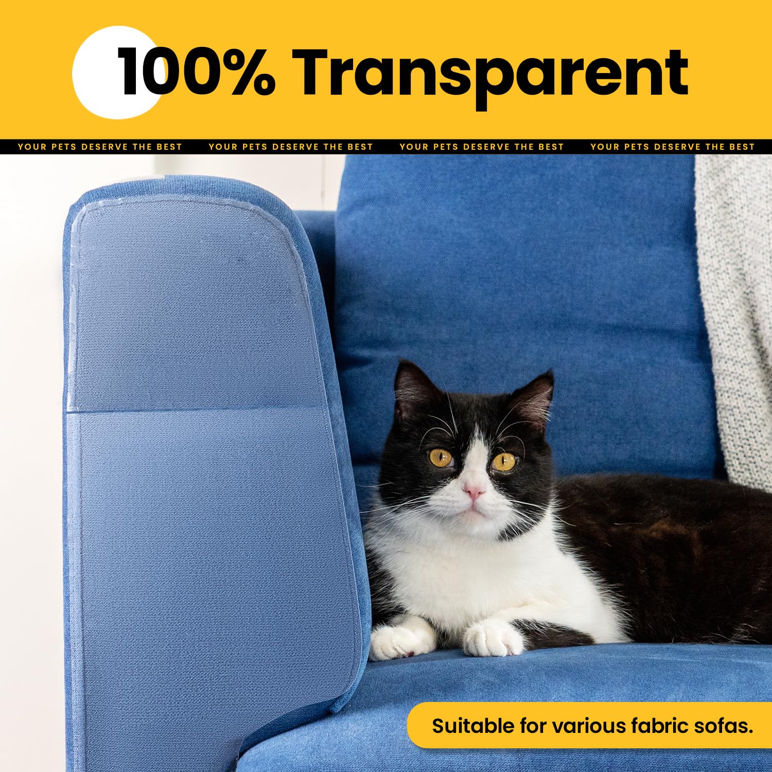 10 Pack Cat Scratch Furniture Protector - Adhesive Couch Protector for Cat Claws, Durable Anti-Scratch Tape for Sofa & Furniture (Includes 44 Pins) - Perfect for Pet Owners to Protect Couches, Chairs & Home Decor