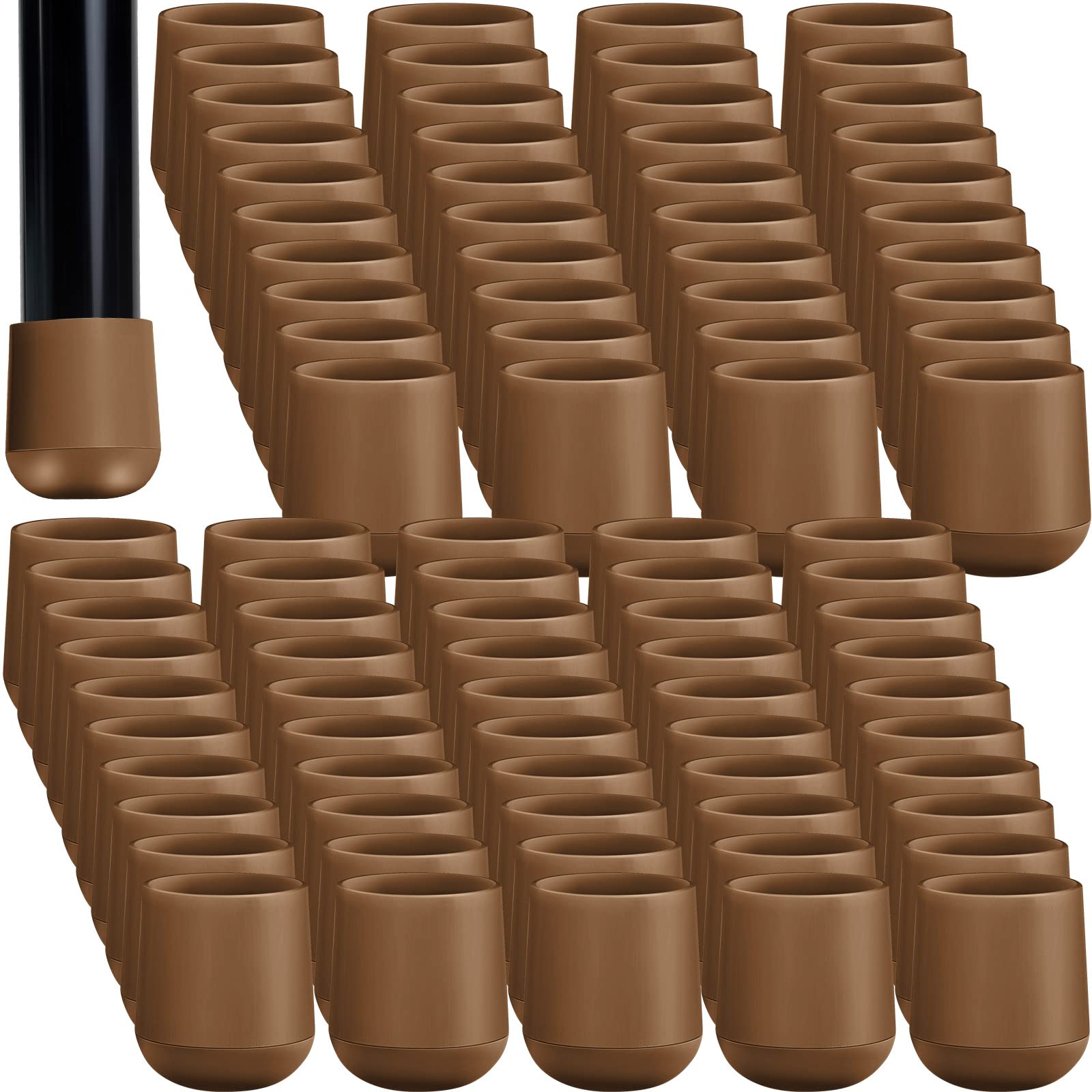 Jetec 144-Piece 7/8 Inch Heavy Duty Plastic Folding Chair Leg Caps - Non-Marring Furniture Glides & Hardwood Floor Protectors for Dining Chairs, Event Seating & Home Furniture Protection
