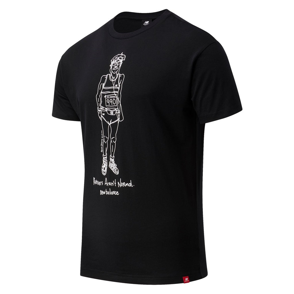 New Balance Men's Essentials Runner Tee - Moisture-Wicking Performance Shirt for Running & Workouts (Black, MT11543 BK) - Gym, Jogging & Casual Wear