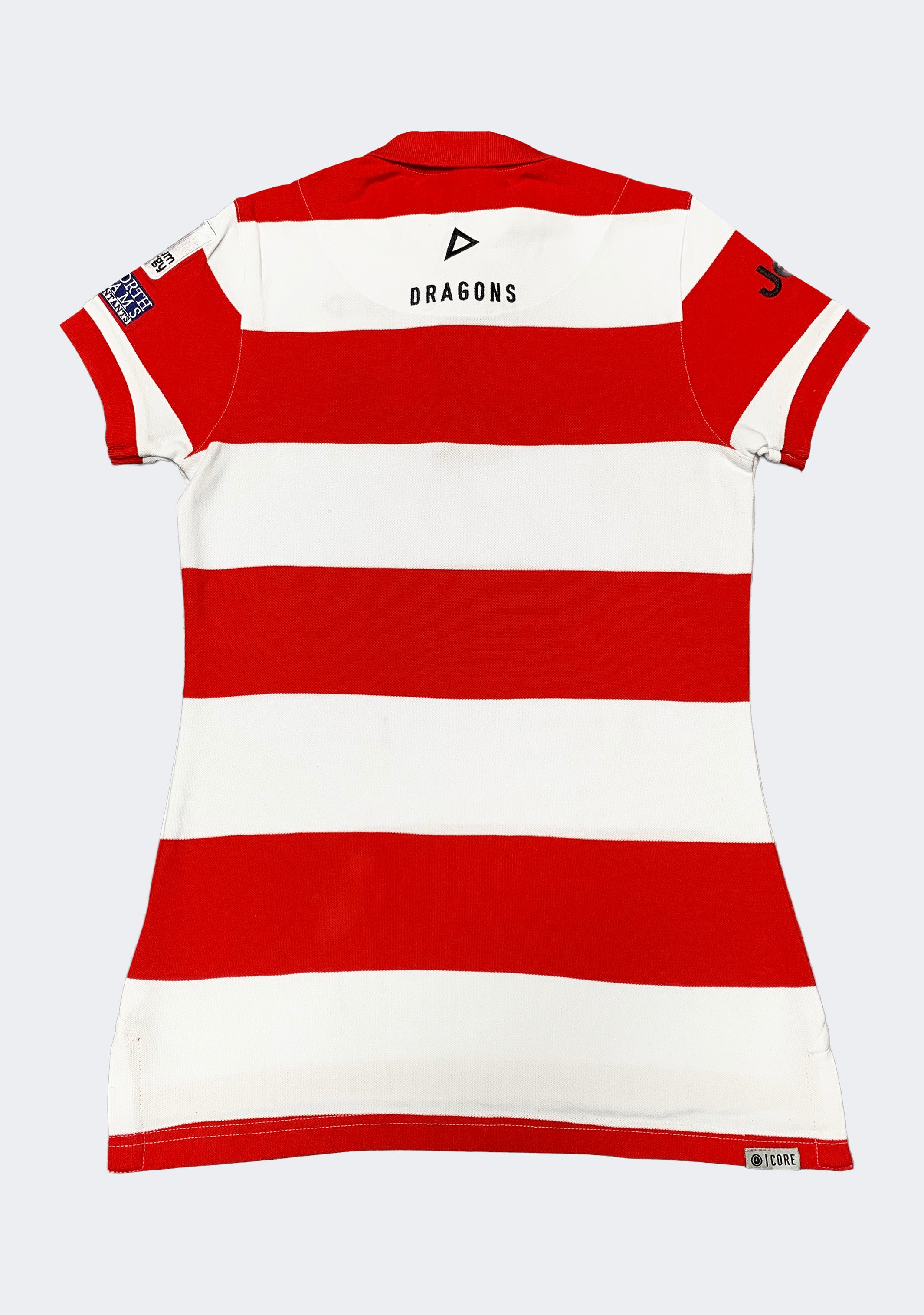 ISC Women's St George Illawarra Dragons Striped Polo Shirt - Breathable Performance Golf Tennis Rugby Polo for Women - Perfect for Sports, Casual Wear & Team Events