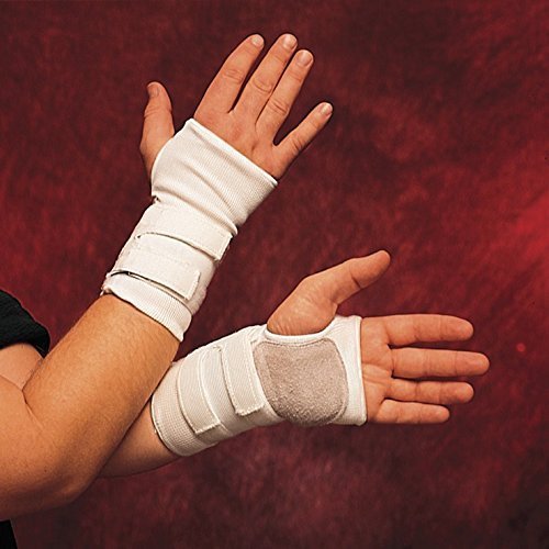 710-10 Black/White Medium Leather/Visco-Elastic Polymer Fingerless Wrist Support Brace - Pain Relief & Carpal Tunnel Support for Typing, Gaming & Sports (Price per Each)