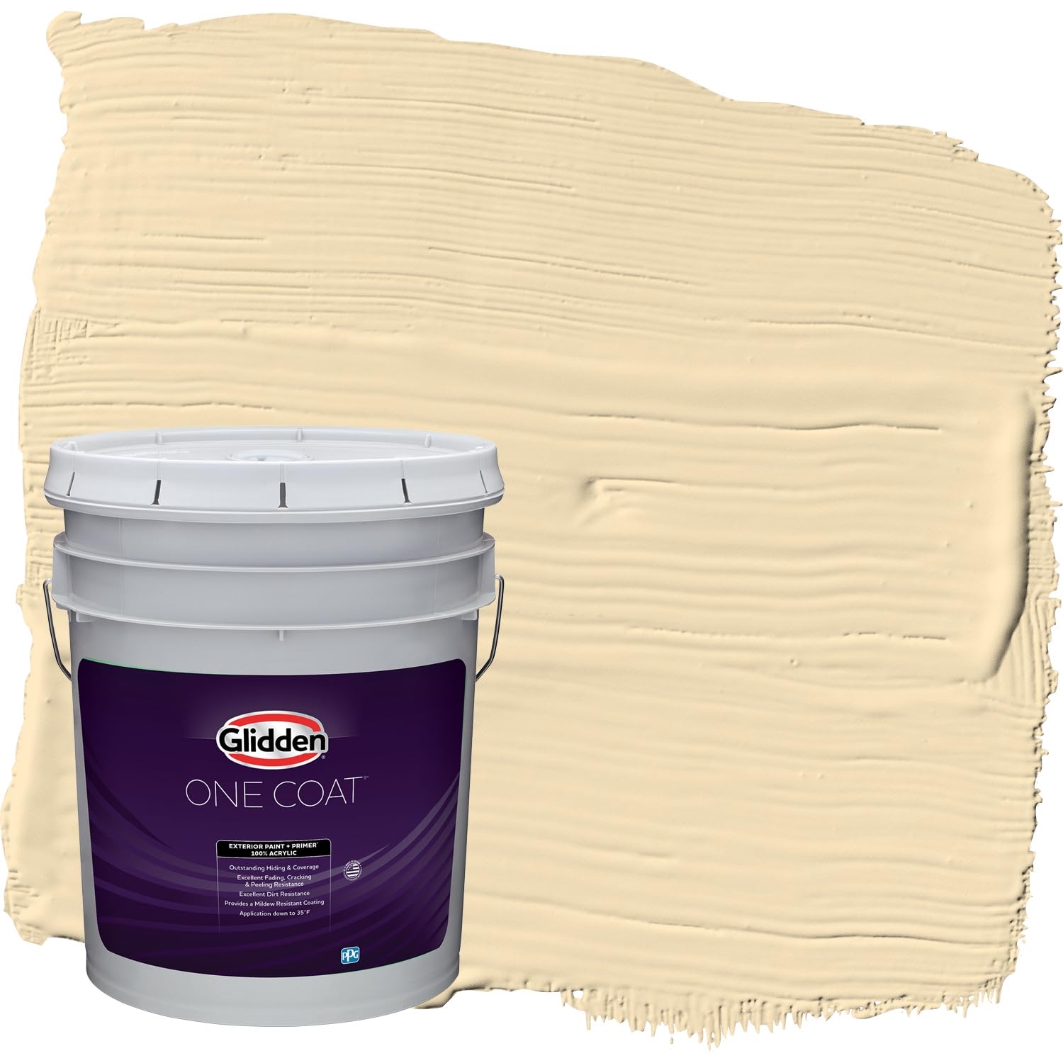 Glidden Exterior Paint + Primer: Yellow One Coat Satin Finish - 5 Gallon Bucket | Weather-Resistant, Long-Lasting Protection for Home Exteriors, Fences & Outdoor Projects
