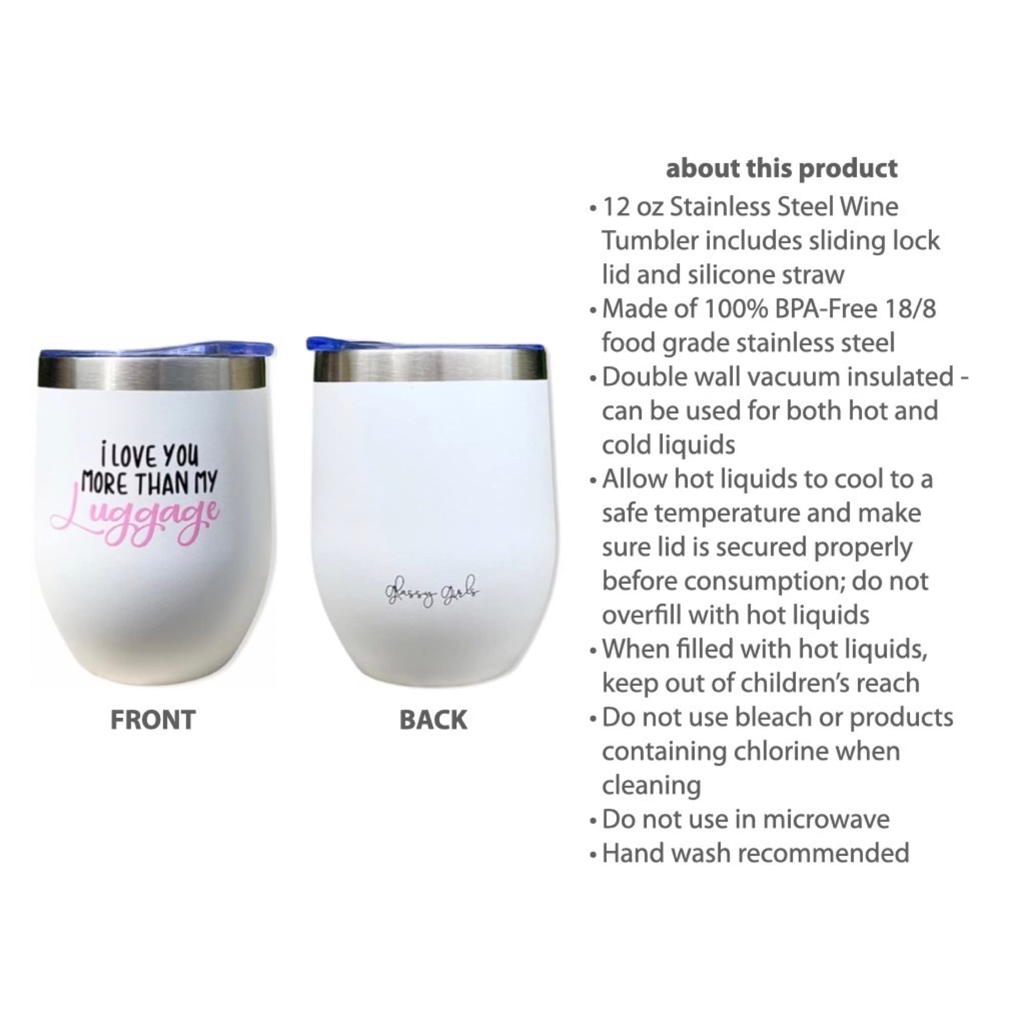 I Love You More Than My Luggage Tumbler - Steel Magnolias Inspired Gift, 90’s & 80’s Nostalgic Birthday Present, Durable 12 oz White Travel Mug for Coffee, Tea, and On-the-Go Adventures