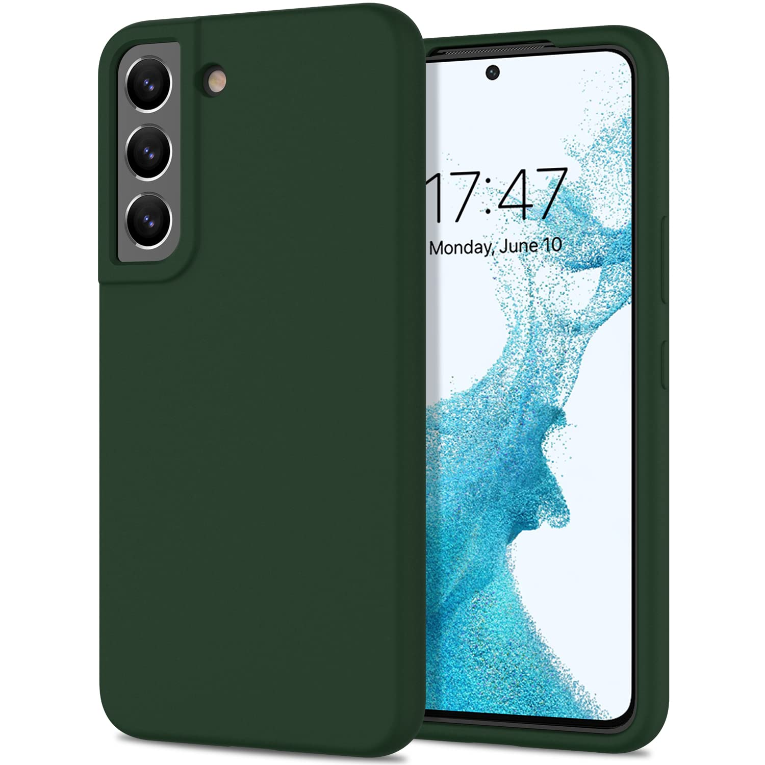DEENAKIN Samsung Galaxy S22 Case - Soft Flexible Silicone Gel Rubber Bumper Cover, Slim Fit Full Body Shockproof Protective Phone Case for Samsung Galaxy S22 (Dark Green) - Perfect for Everyday Use, Travel & Outdoor Activities