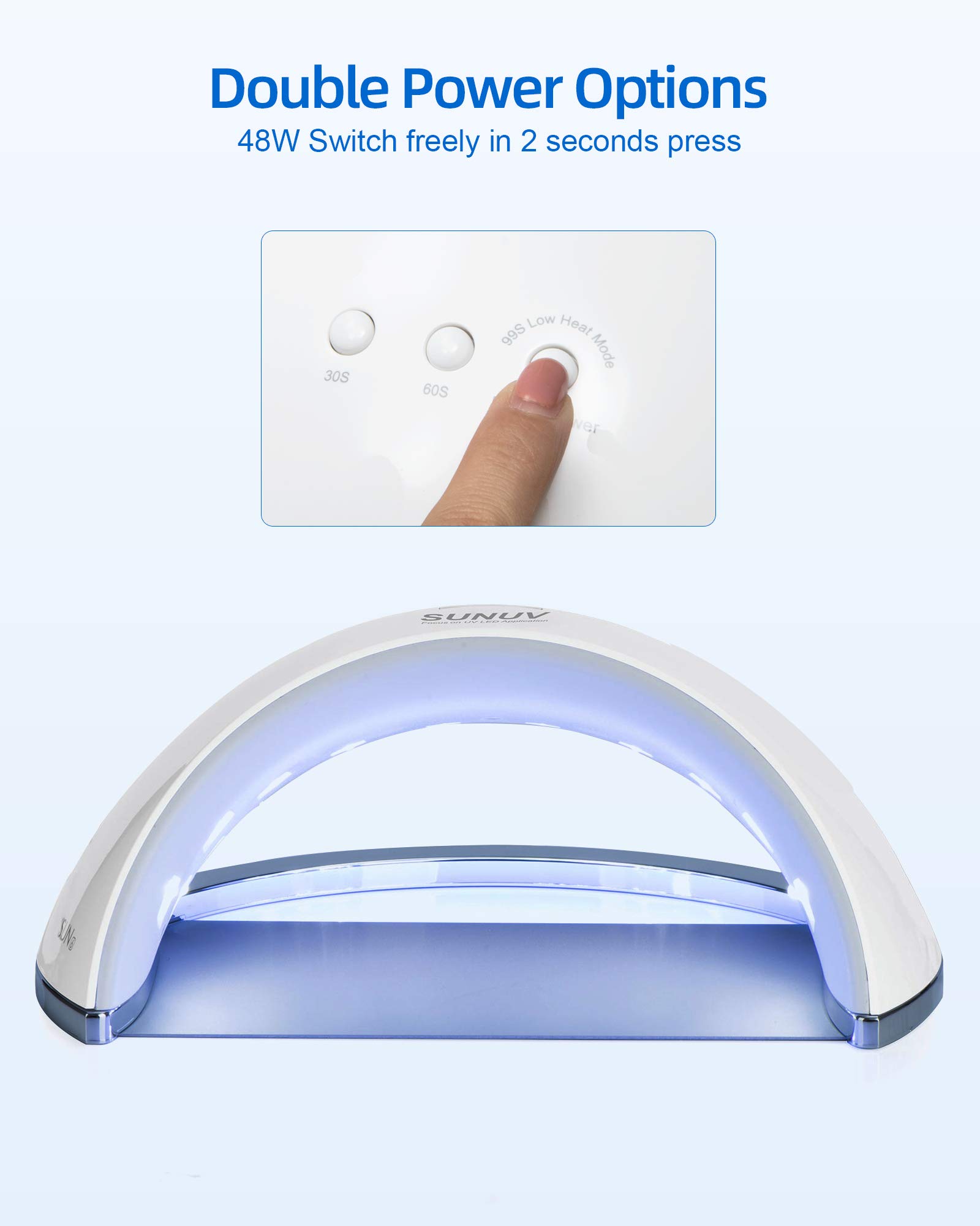 Professional SUNUV 48W UV LED Nail Lamp - Fast Drying Gel Polish Dryer with 30/60/99S Timer & Sensor, Removable Bottom Tray - Perfect for Home Manicures & Salon Nail Art (Ideal for Gel Polish, Acrylic Nails & DIY Nail Designs)