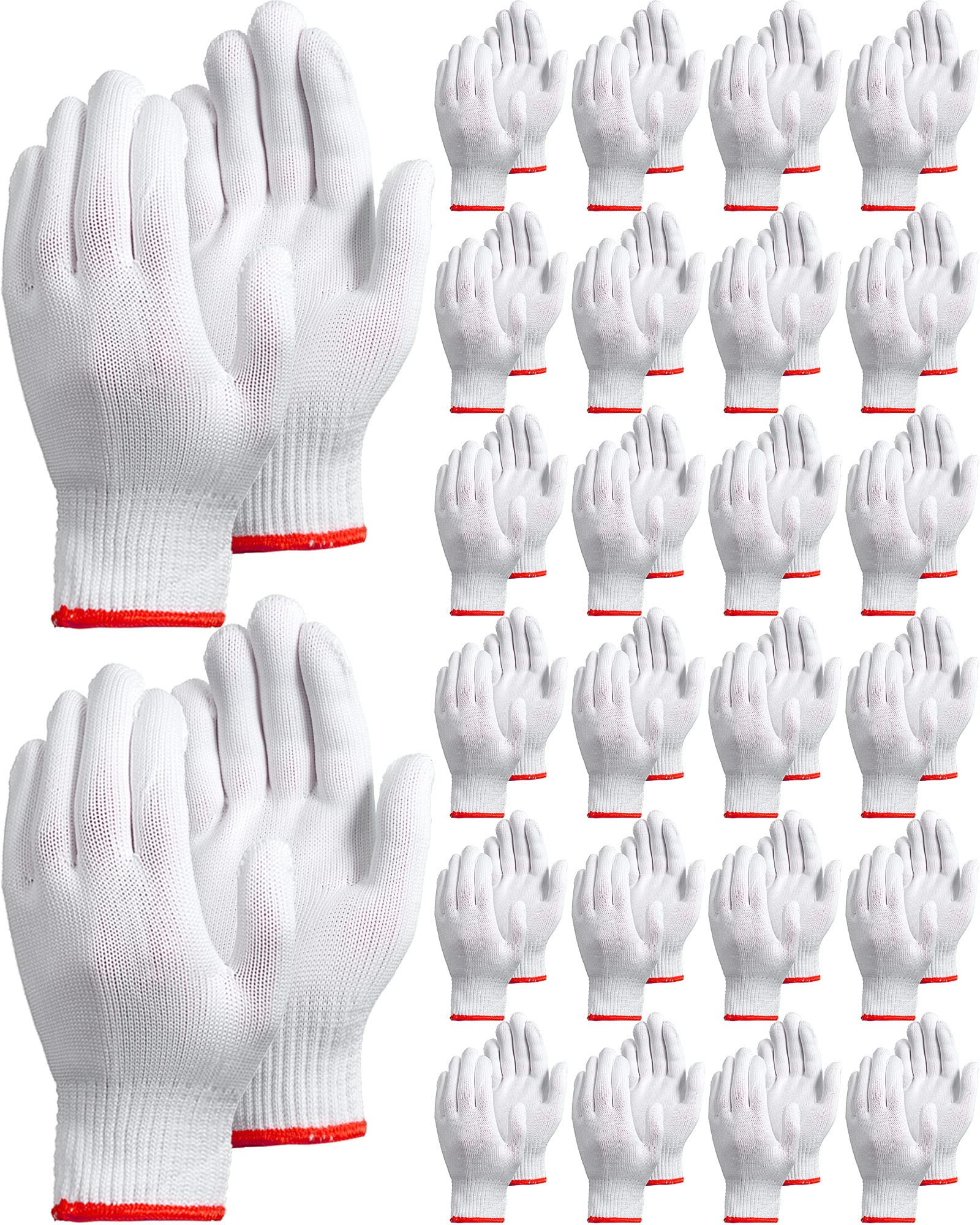 Honeydak 96 Pairs White Cotton Work Gloves - Breathable Safety Grip Gloves for Men & Women - Perfect for BBQ, Painting, Mechanics, Warehouse, Gardening & Hand Protection