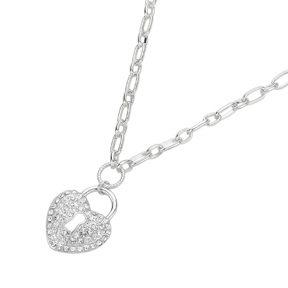 Sterling Silver Heart Lock Pendant Necklace for Women - Romantic Gift for Valentine's Day, Anniversary & Special Occasions