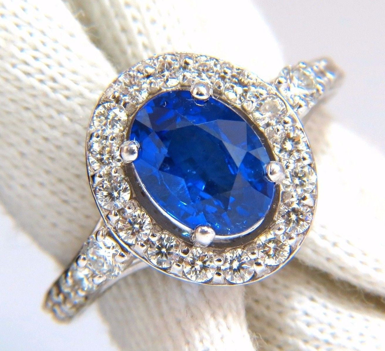 GIA Certified 3.38 Carat Natural Royal Blue Sapphire Ring with Halo Cluster - Perfect for Engagement, Anniversary & Special Occasion Jewelry Gifts