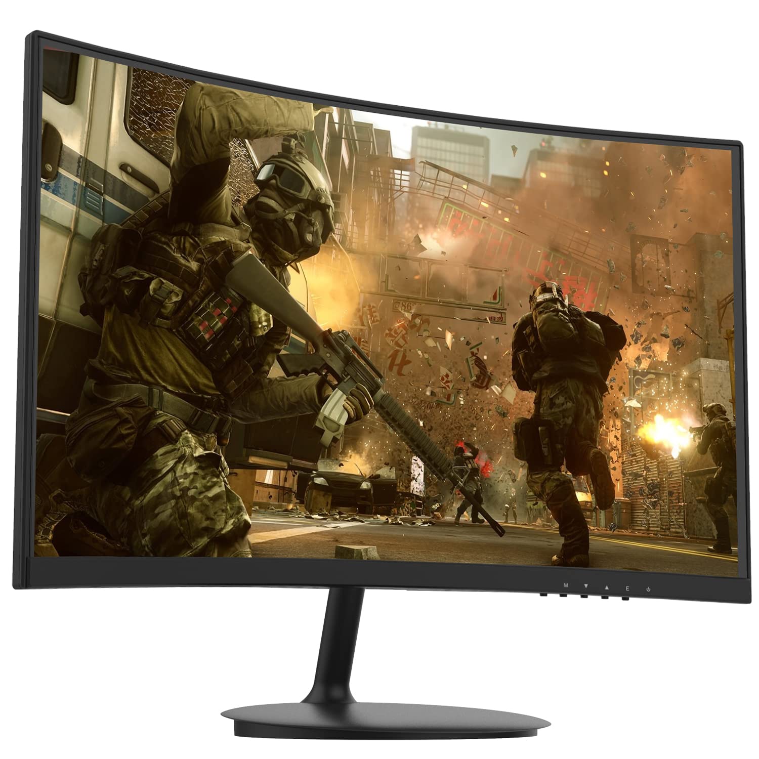 Fiodio 24 Inch Curved Gaming Monitor - 75Hz Refresh Rate, Full HD 1080P, HDMI & VGA Ports with Built-in Speakers, VESA Mount Compatible (Includes HDMI Cable) - Perfect for Home Office, Gaming & Entertainment Setup