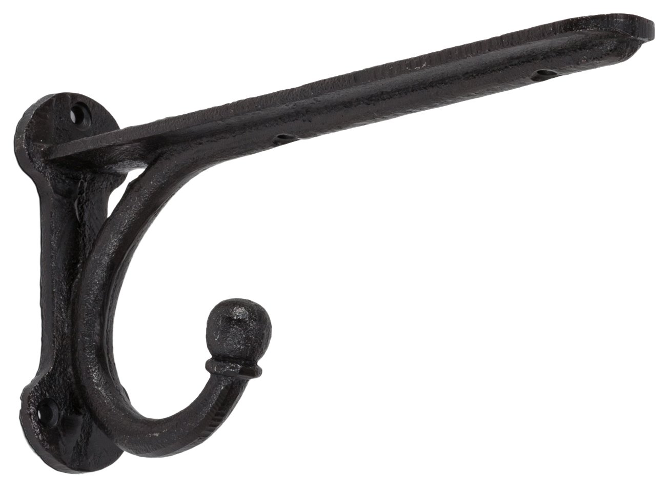 Abbott Collection Cast Iron Simple Bracket with Hook - Heavy Duty Wall Mount Shelf Bracket for Kitchen, Bathroom, Garage & Home Decor Organization