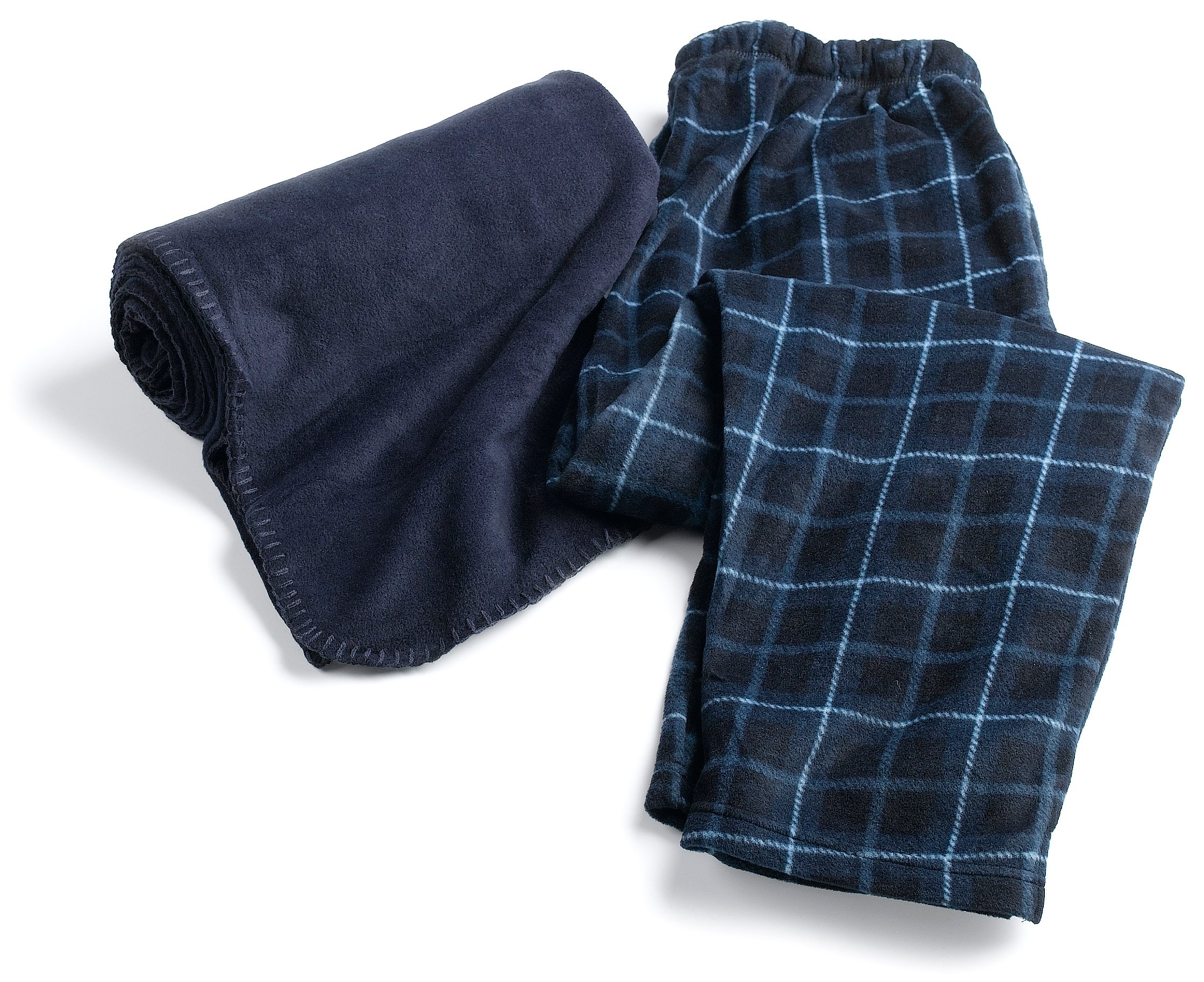 Intimo Men's Polar Fleece Pants - Winter Thermal Lounge Pants with Free Soft Blanket - Perfect for Home, Office & Outdoor Activities
