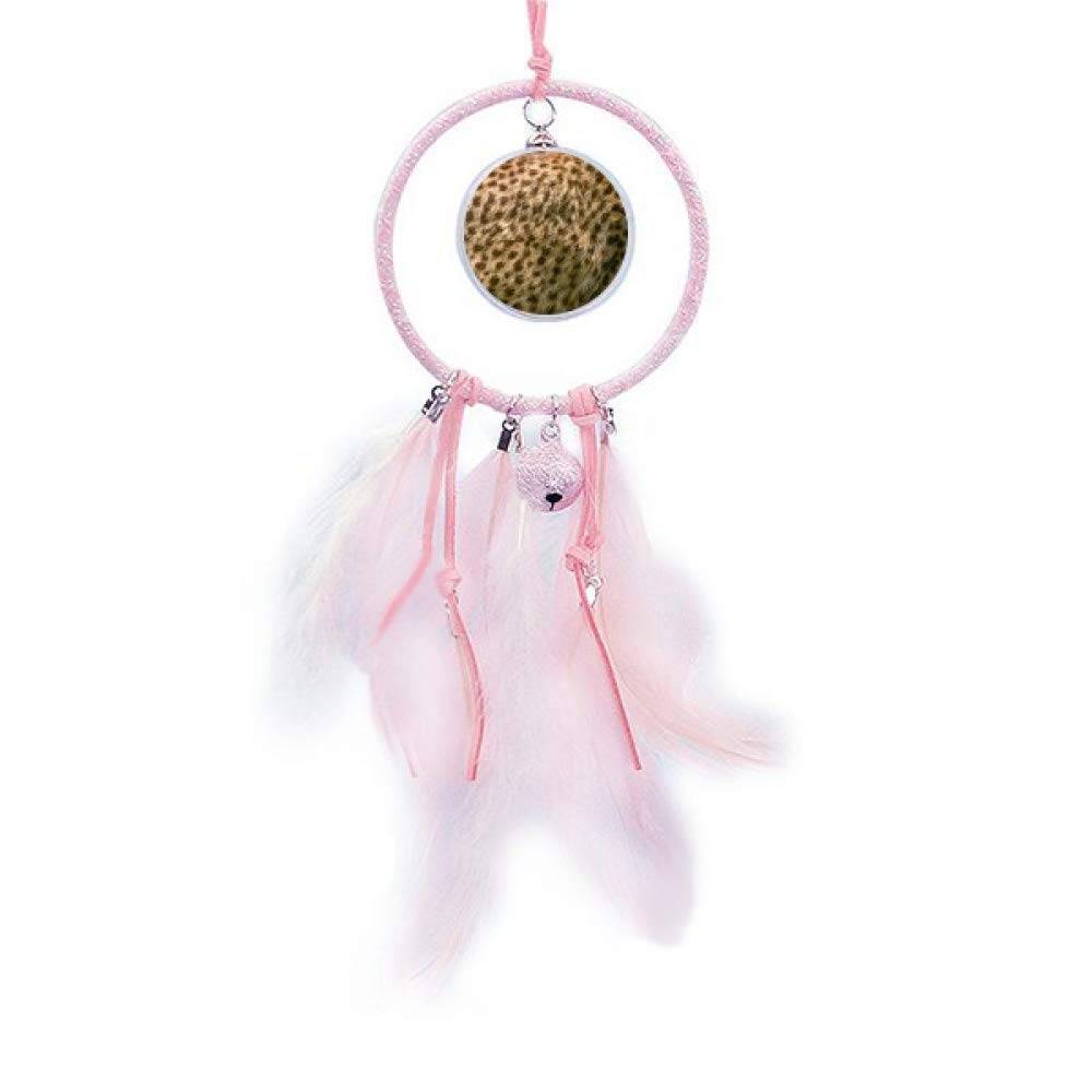 YaoX Leopard Feather Dream Catcher with Small Bells - Bohemian Wall Hanging for Bedroom Decor, Nursery, Living Room & Meditation Space | Handmade Abstract Design Home Accent