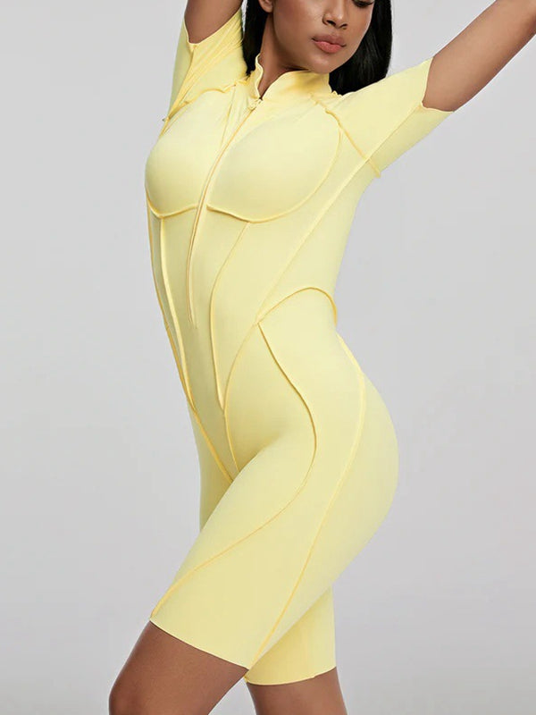 ZASUWA Women's Sexy Backless Zipper Scrunch Bum Jumpsuit - Stretchy Bodycon Romper for Clubwear, Night Out & Date Night