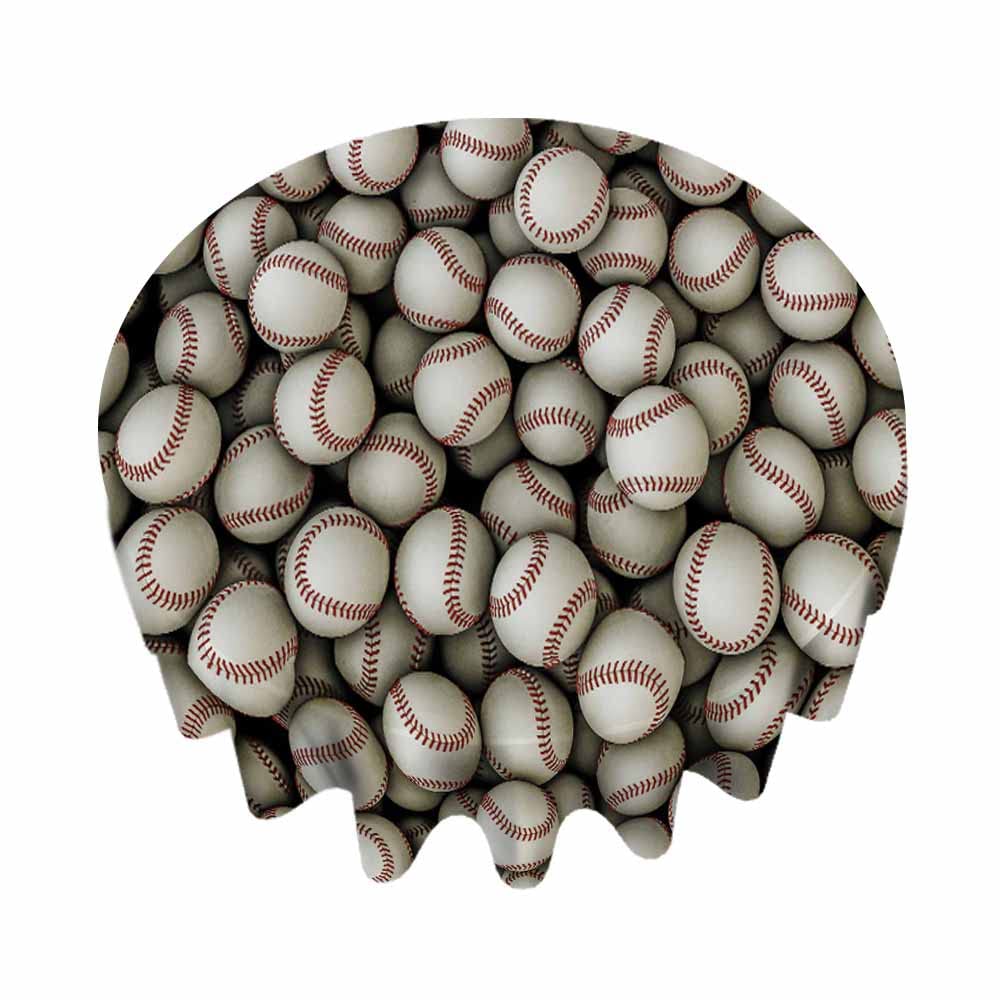 HOSNYE 60 Inch Round Baseball Tablecloth - 3D Panoramic Baseball Design for Kitchen, Dining, Party, Picnic - Waterproof & Wrinkle-Resistant Table Cover for Indoor/Outdoor Use