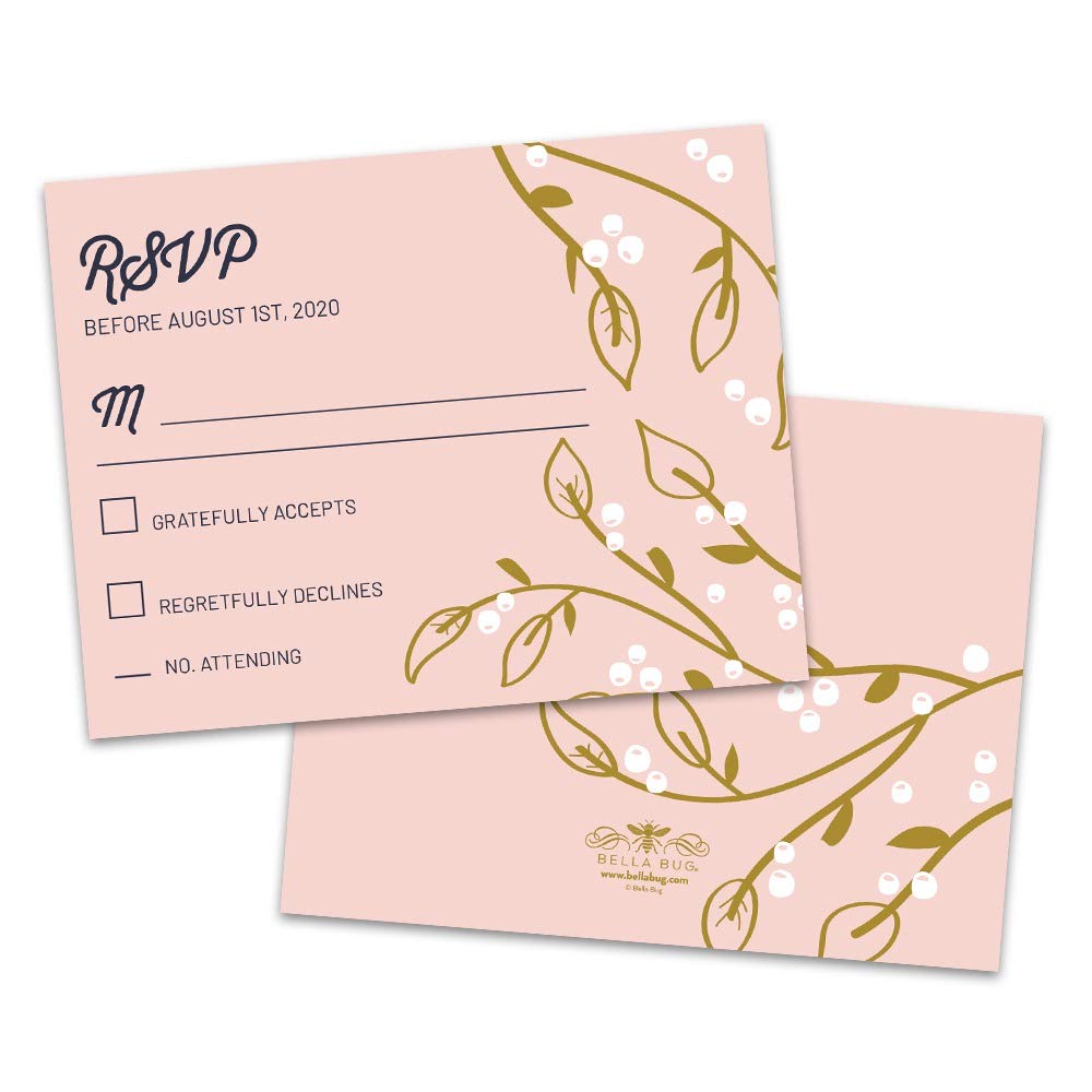Personalized Powder Pink Wedding RSVP Cards - Customizable Bridal Shower Invitations for Elegant & Romantic Weddings - Perfect for Save the Dates, Bridal Showers & Formal Events