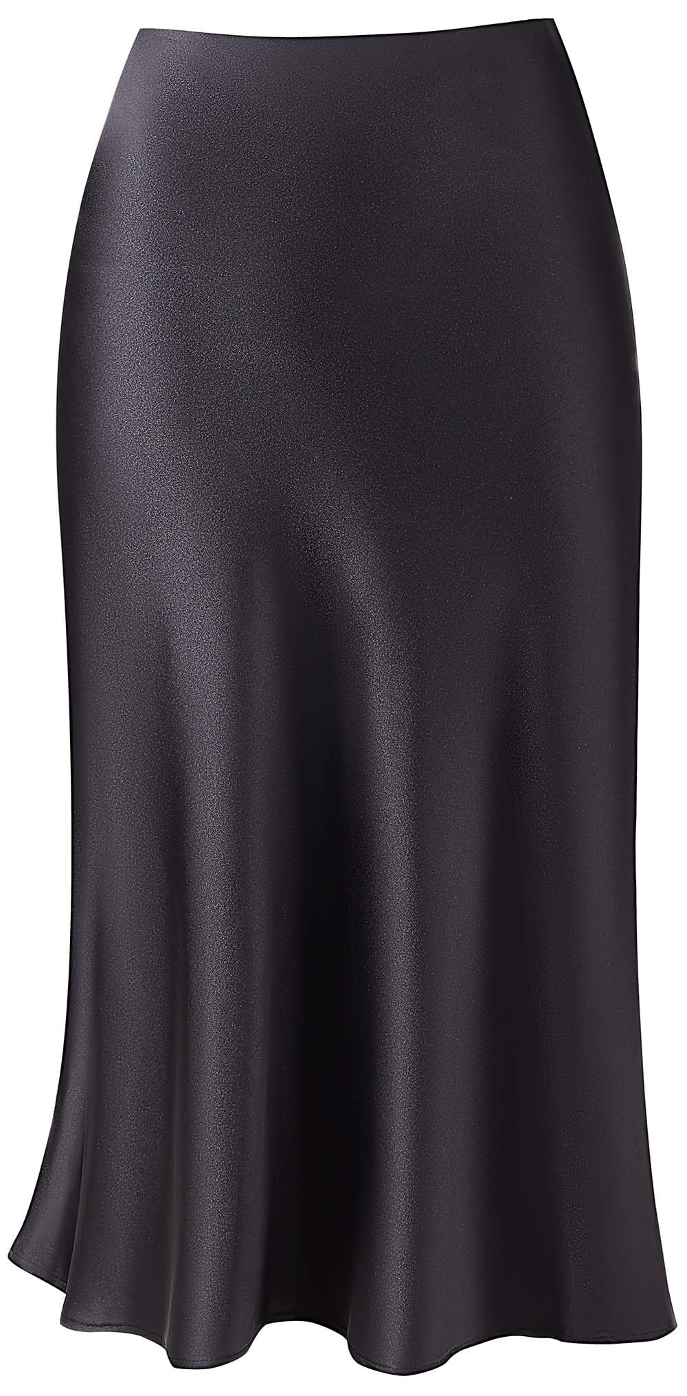 Keasmto Women's Leopard Print Midi Skirt - High Waist Silk Satin Elastic Cheetah Pattern Casual Skirt for Work, Party & Everyday Wear