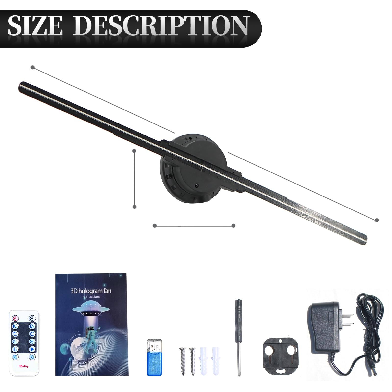 Missyou 50CM 3D Holographic Fan - 19.7 Inch HD LED Hologram Projector with Remote, WiFi & Bluetooth | Perfect for Christmas Tree Displays, Advertising & Home Decor | Stunning Visual Effects for Events & Retail Stores