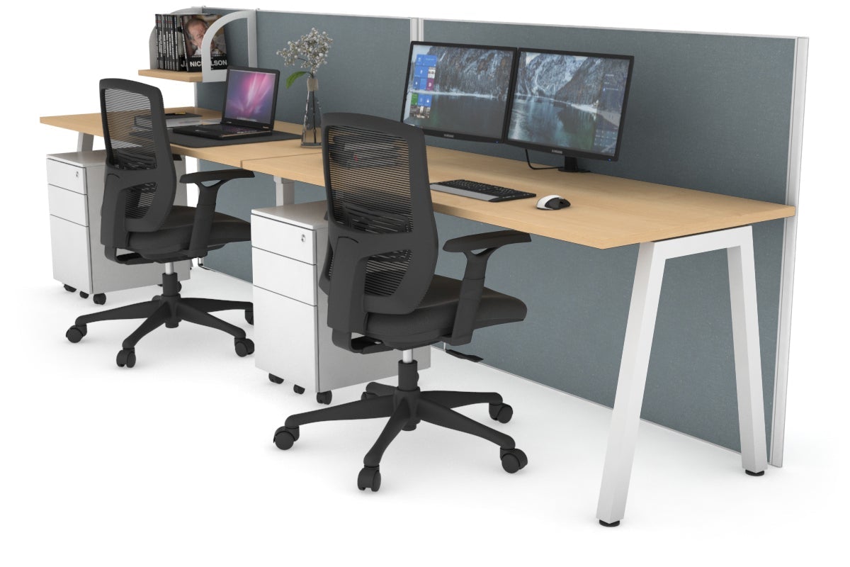 Horizon Quadro 2 Person Standing Desk | 1800L x 700W Adjustable Office Workstation | Perfect for Shared Workspaces & Collaborative Environments