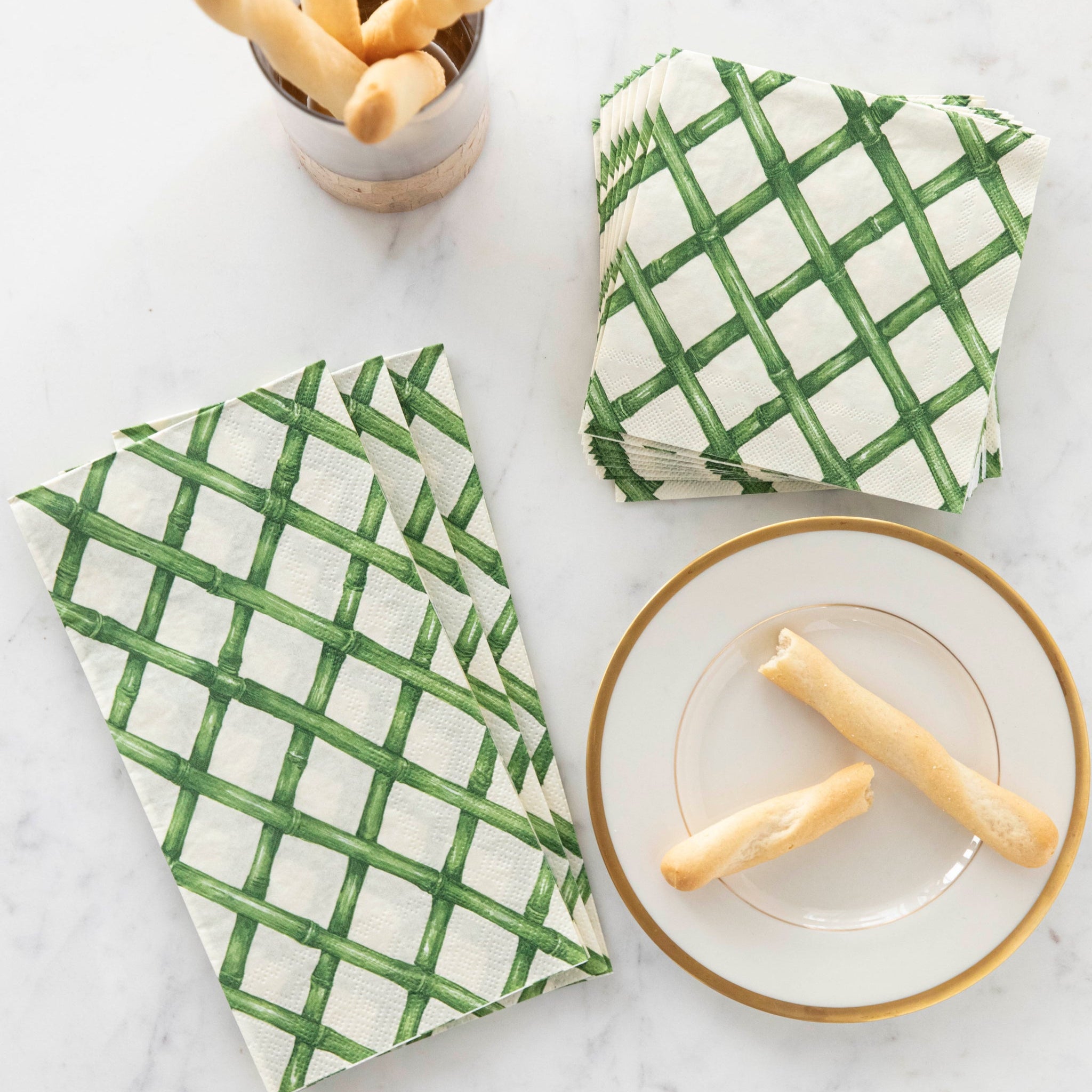 Premium Green Lattice Cocktail Napkins - 100-Pack Elegant Party Napkins for Weddings, Bridal Showers & Cocktail Parties - Absorbent & Decorative Drink Napkins for Home Bar & Special Events