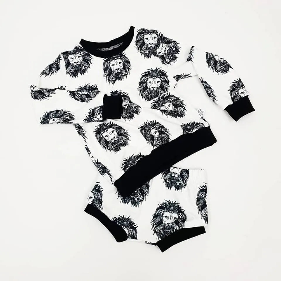 Organic Aztec Lion Print Long Sleeve Baby & Kids Cotton Top - Soft & Comfortable for Playtime, School & Family Outings