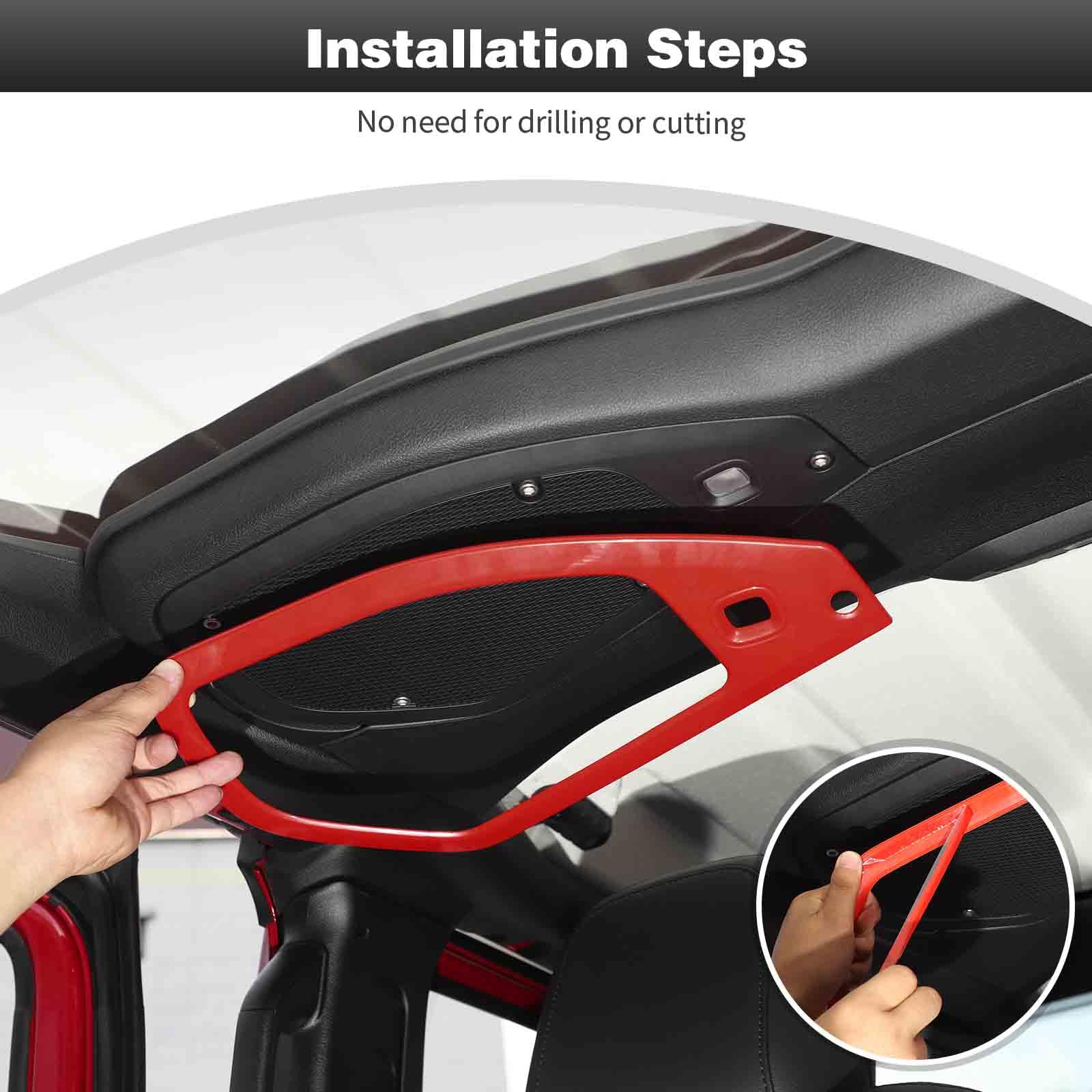 CheroCar Red Roof Speaker Cover Trim Interior Accessories Compatible with Jeep Wrangler JL JLU & Gladiator JT 2024+ Models - Waterproof & UV Resistant for Off-Road Adventures & Outdoor Protection