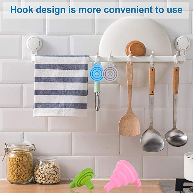 BHUMA Collapsible Silicone Funnel - Foldable Kitchen Funnel for Liquid & Powder Transfer - Reusable Water Bottle Funnel (2 Pack) - Perfect for Cooking, Baking, Camping & DIY Projects