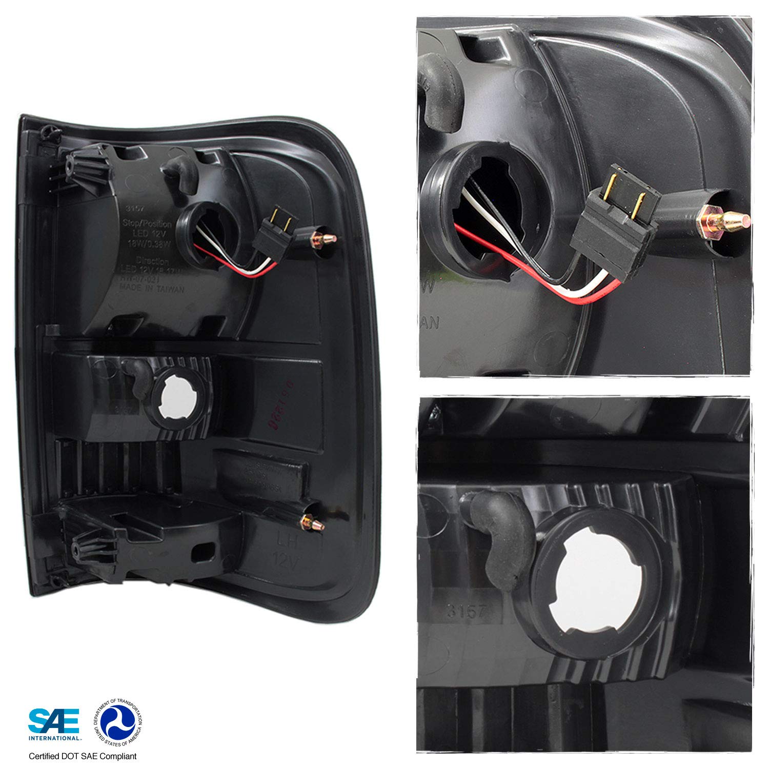AKKON Premium Smoke Lens LED Tail Lights for 2004-2008 Ford F-150 Pickup Truck - Black Housing with 3rd Brake Light | Enhanced Visibility & Style for Night Driving & Custom Builds