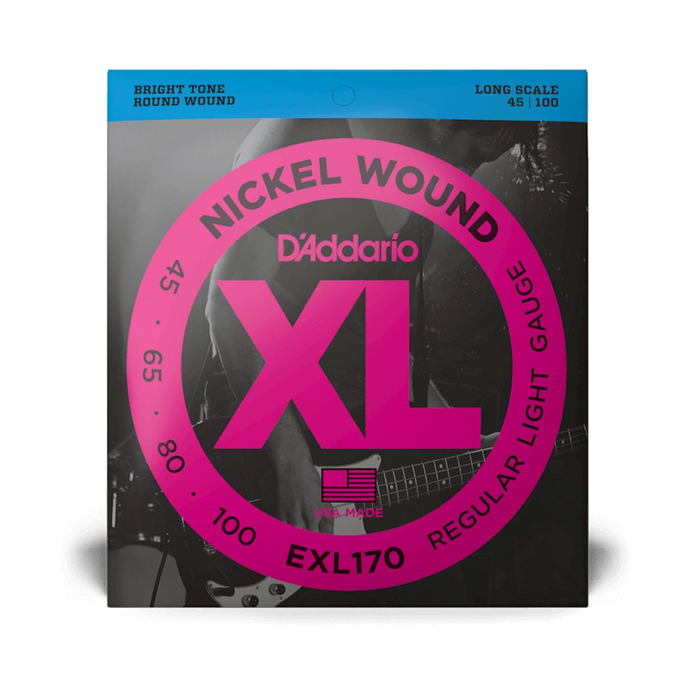 D'Addario EXL170 Nickel Wound Electric Bass Strings - Bright Round Wound for Enhanced Tone & Durability | Perfect for Rock, Jazz & Studio Recording