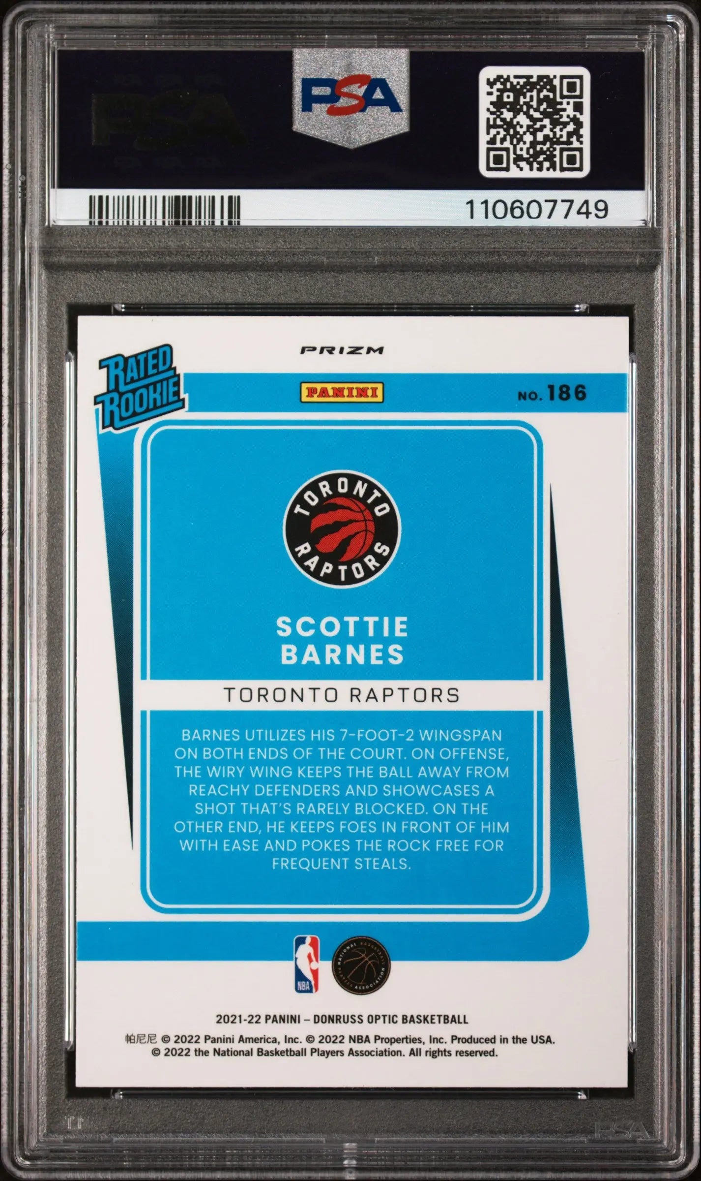 2021 Panini Donruss Optic Basketball Scottie Barnes Rated Rookie Holo PSA 10 Gem Mint - Rare NBA Trading Card for Collectors & Investors - Perfect for Display, Trading, and Portfolio Diversification