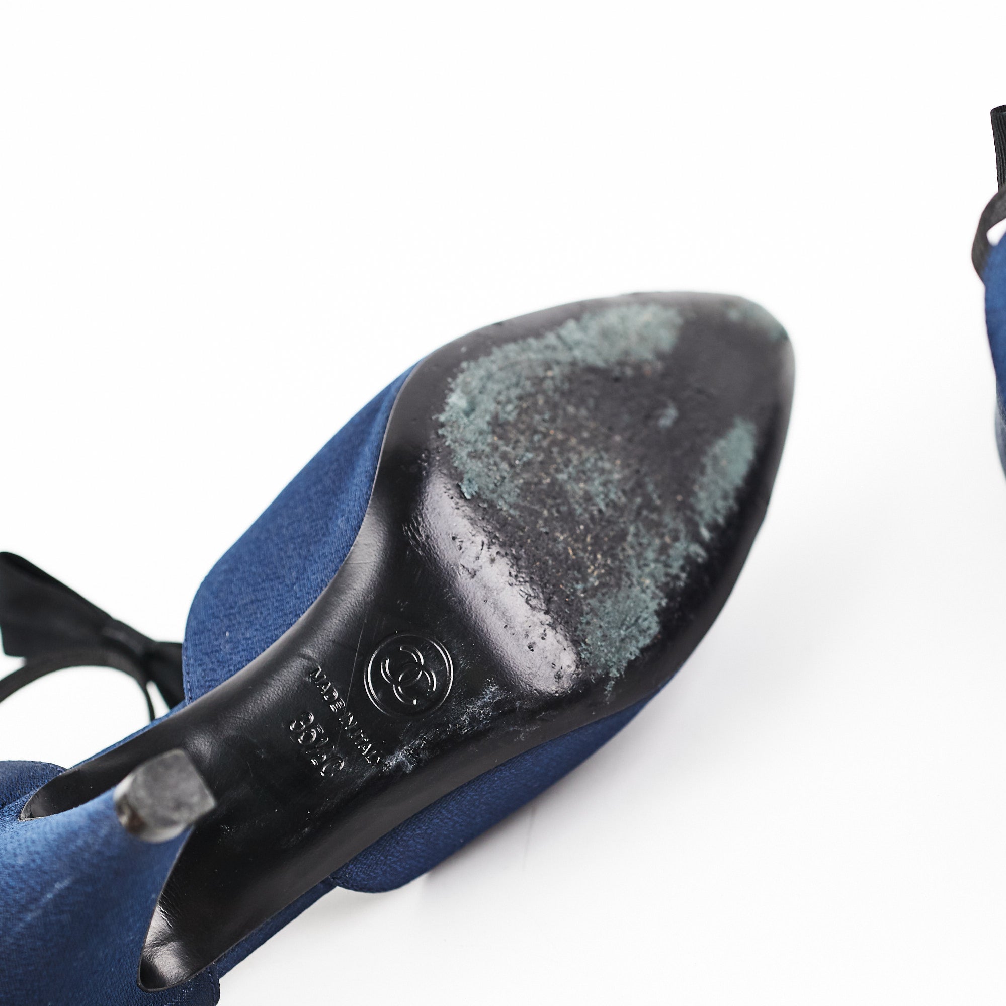 Chanel Navy Bowtie Slingback Heels - Elegant Women's Dress Shoes for Weddings, Parties & Special Occasions