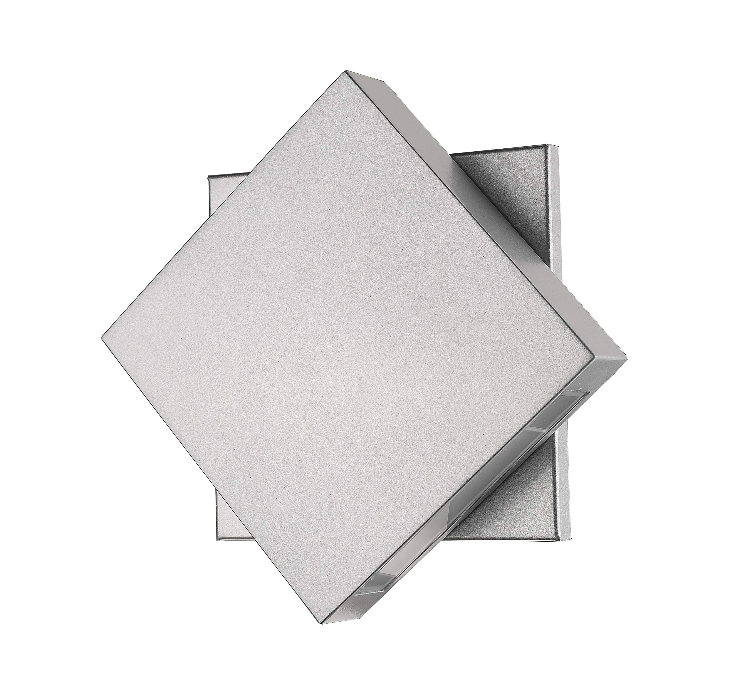 Quadrate 1 Light Outdoor Wall Sconce - Silver Finish - Weatherproof Exterior Lighting for Porch, Patio, and Garden
