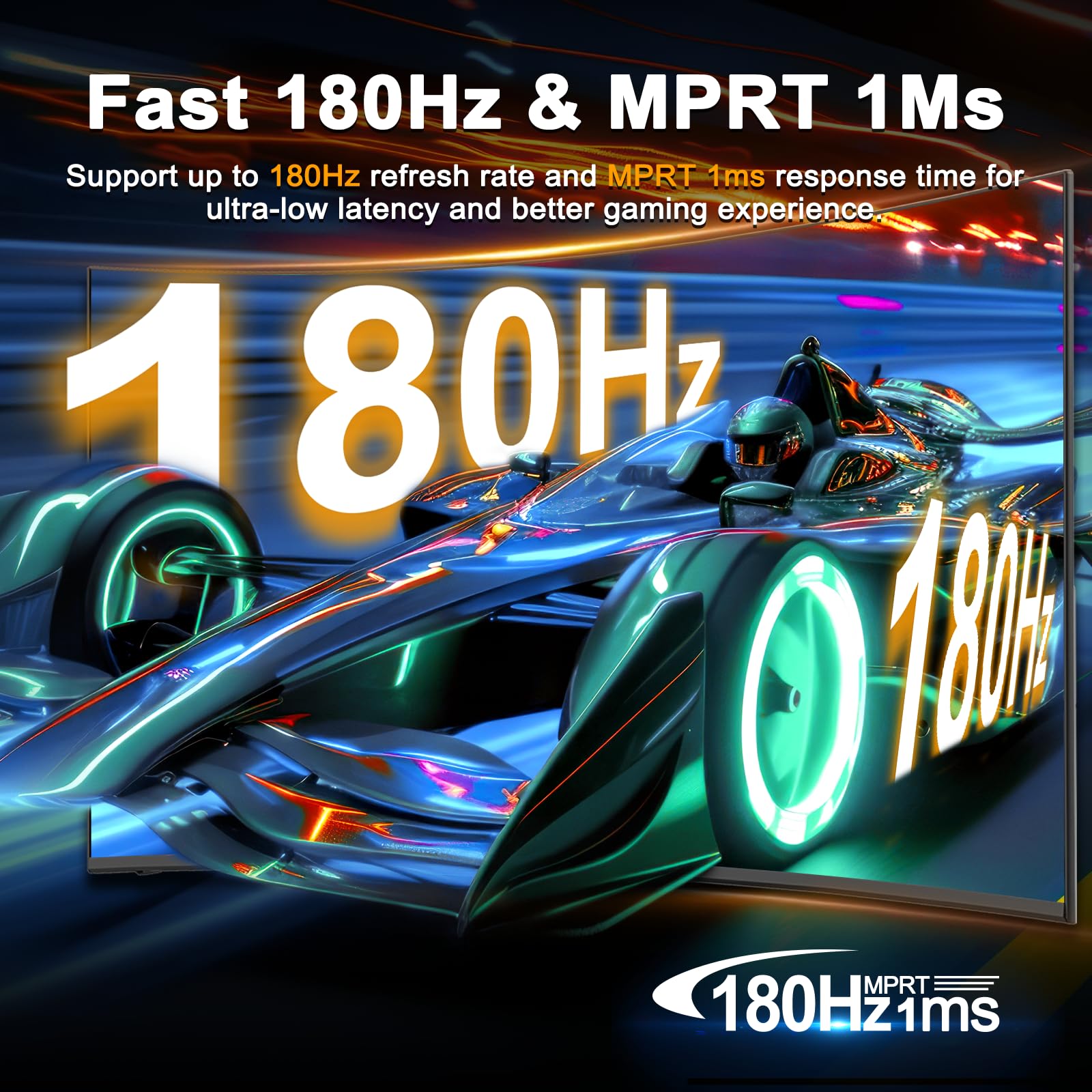 24 Inch Curved Gaming Monitor 180Hz 1ms MPRT - SANSUI FHD 1080P Computer Monitor with Built-in Speakers, FreeSync, 130% sRGB HDR, HDMI & DP Ports, VESA Mount - Perfect for Esports, Streaming & Home Office (Includes HDMI Cable)