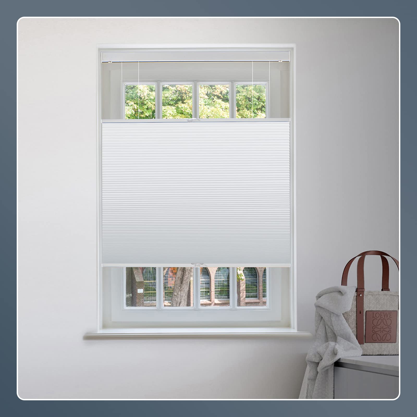 Top Down Bottom Up Cordless Cellular Shades - Blackout Honeycomb Window Blinds for Home, Bedroom, Kitchen & Office - Easy to Install - 46