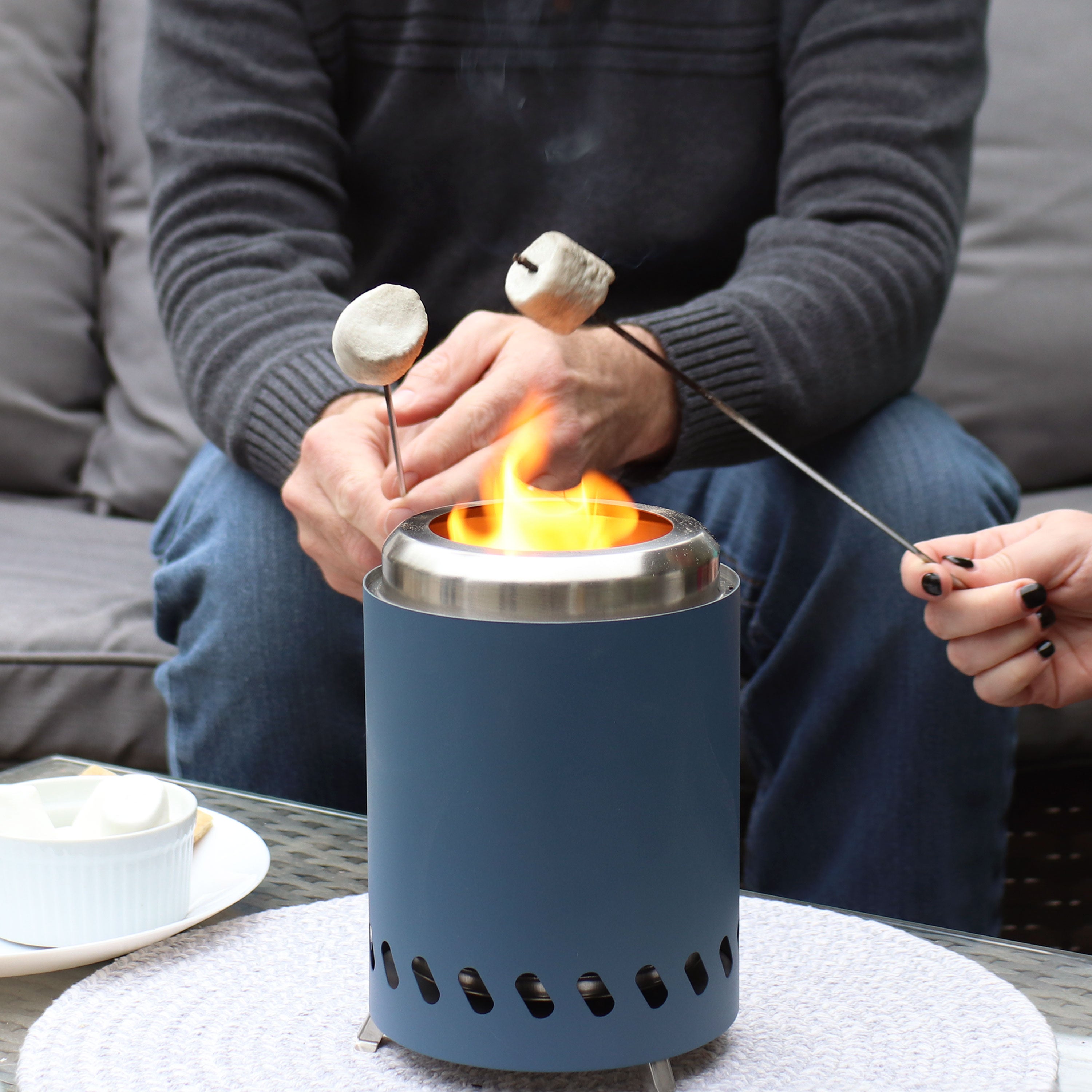 Sunnydaze Portable Tabletop Smokeless Fire Pit with Carry Bag & Poker - Perfect for Camping, Backyard, Patio & Outdoor Gatherings
