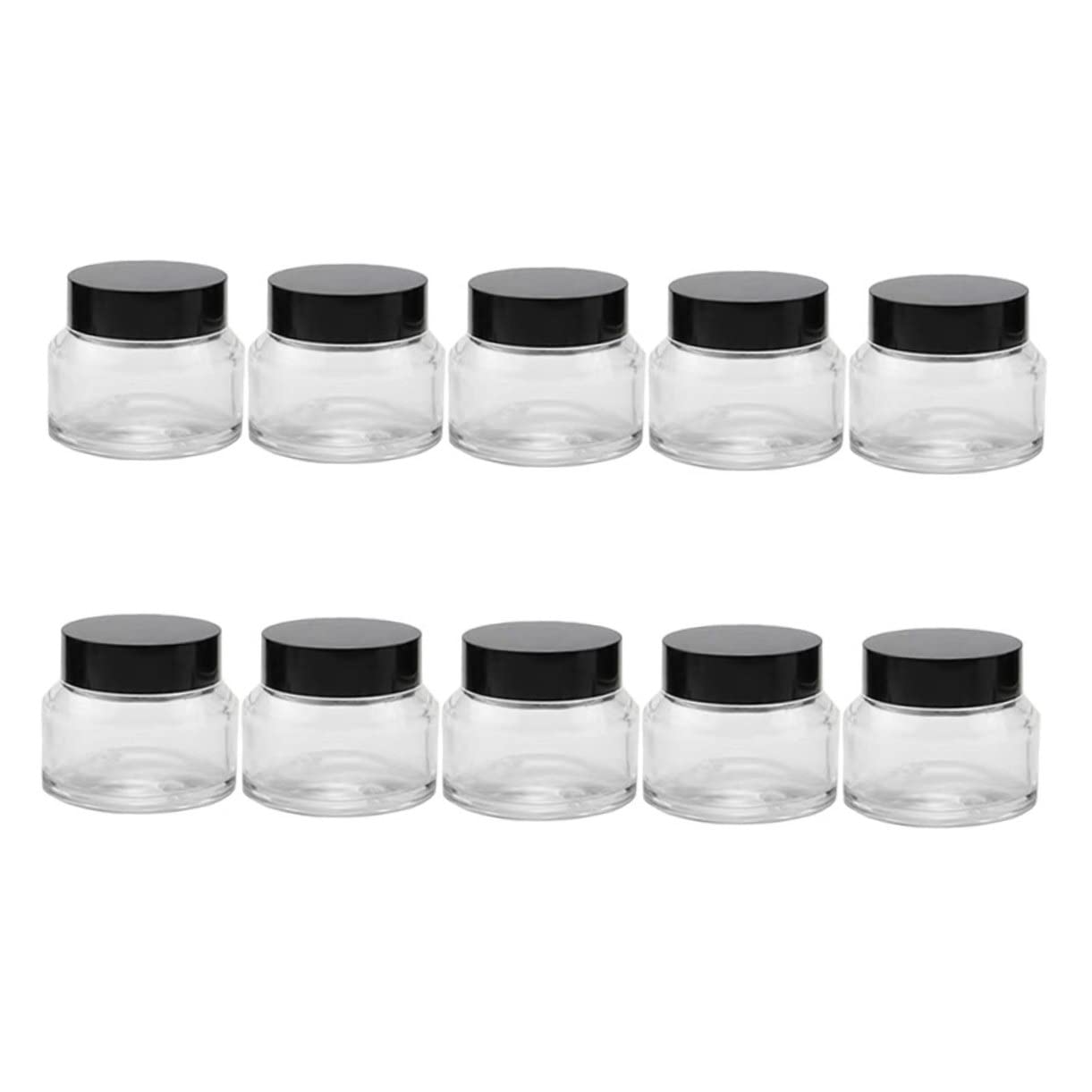 10-Pack Clear Refillable Travel Jars - Leakproof Cream Containers & Lotion Bottles for Toiletries | Perfect for Airplane Carry-On, Hotel Stays & Gym Essentials (Glass Cosmetic Jars)