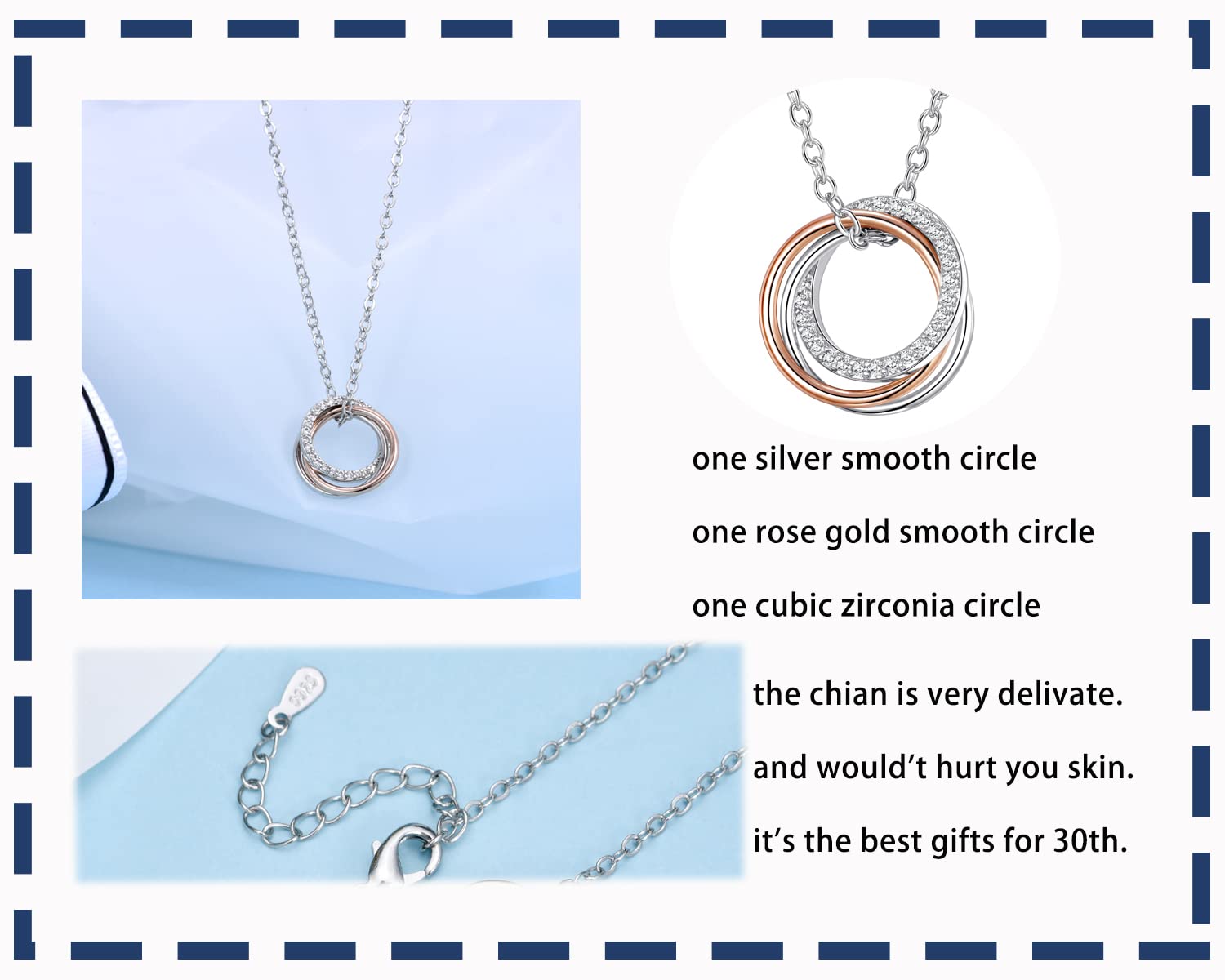 30th Birthday Gifts for Women - Elegant Three Circle Necklace for Her 30th Birthday, 30 Year Old Jewelry Gift - Perfect for Milestone Celebrations & Special Occasions