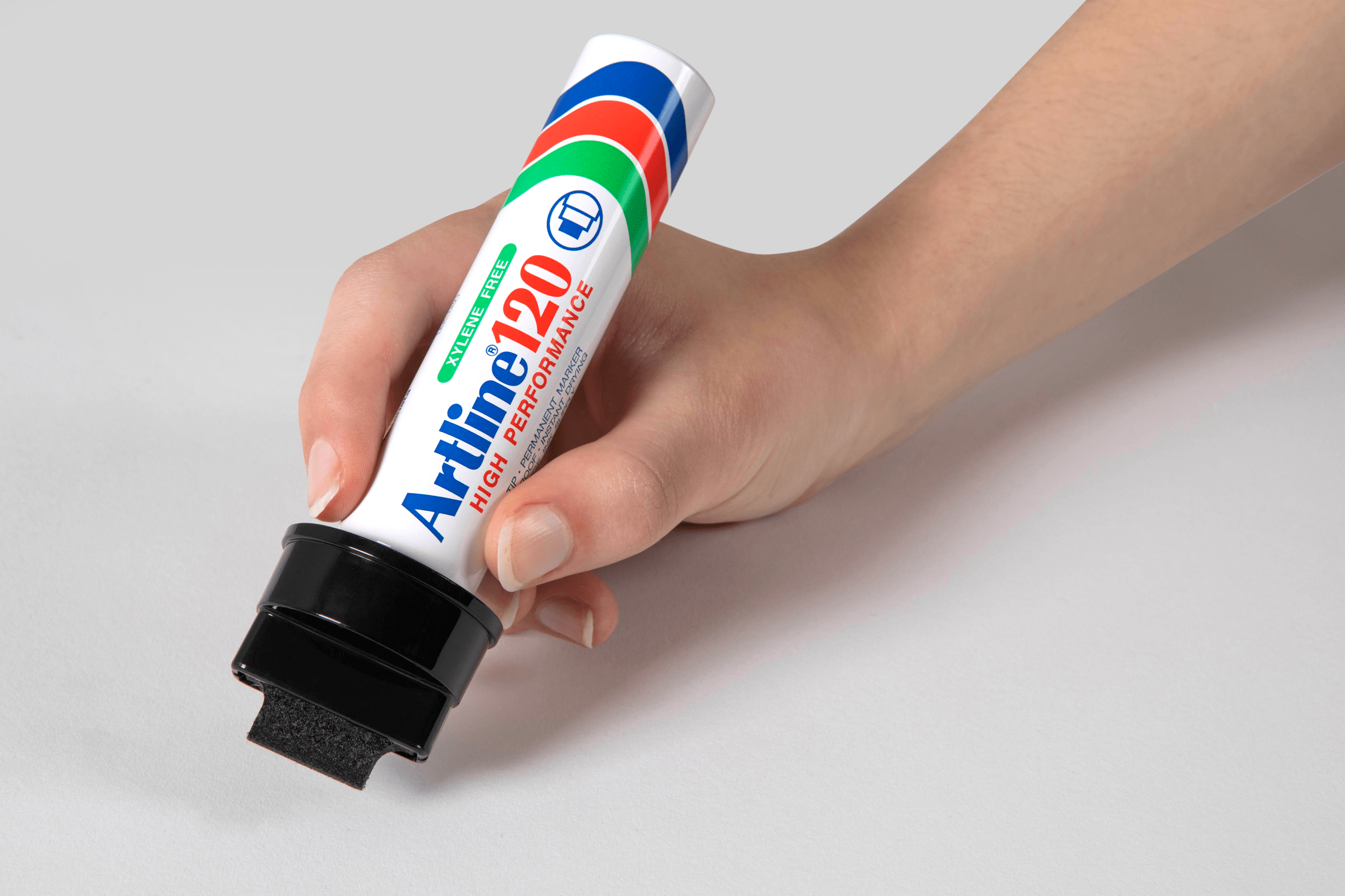Artline 120 Permanent Marker - 20mm Wedge Nib, Black Ink (6-Pack) - Ideal for Labeling, Crafts, and Industrial Use