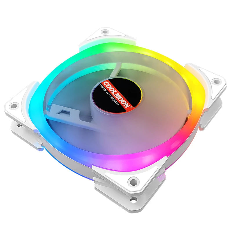 COOLMOON 120mm ARGB PWM PC Cooling Fan - White LED, High Airflow, Quiet Operation for Gaming PC, Case, CPU Cooler & Liquid Cooling Systems