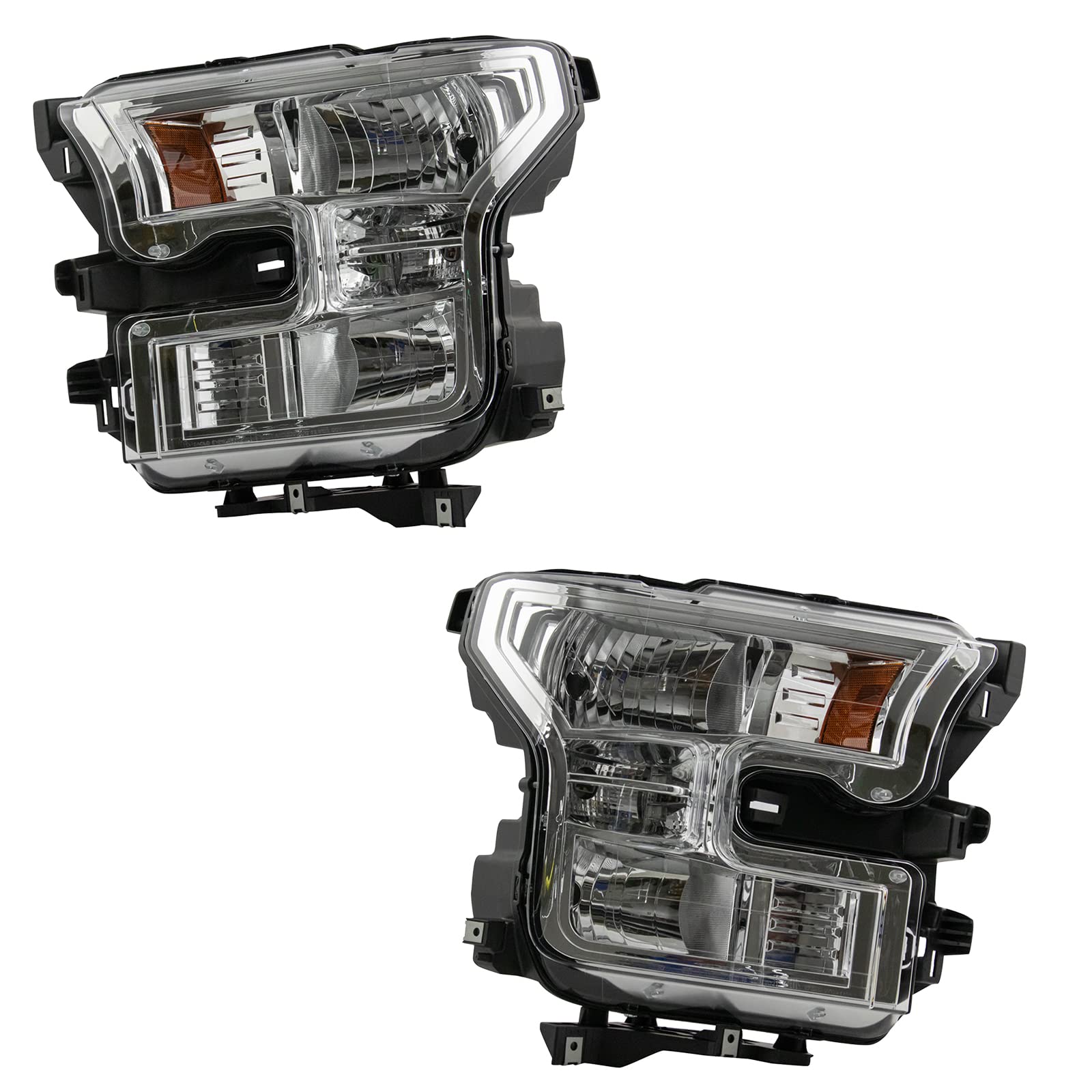 2015-2017 Ford F-150 Headlight Assembly Set - Driver & Passenger Side Halogen Replacement (FO2502335 FO2503335) - Perfect for Night Driving & Off-Road Adventures