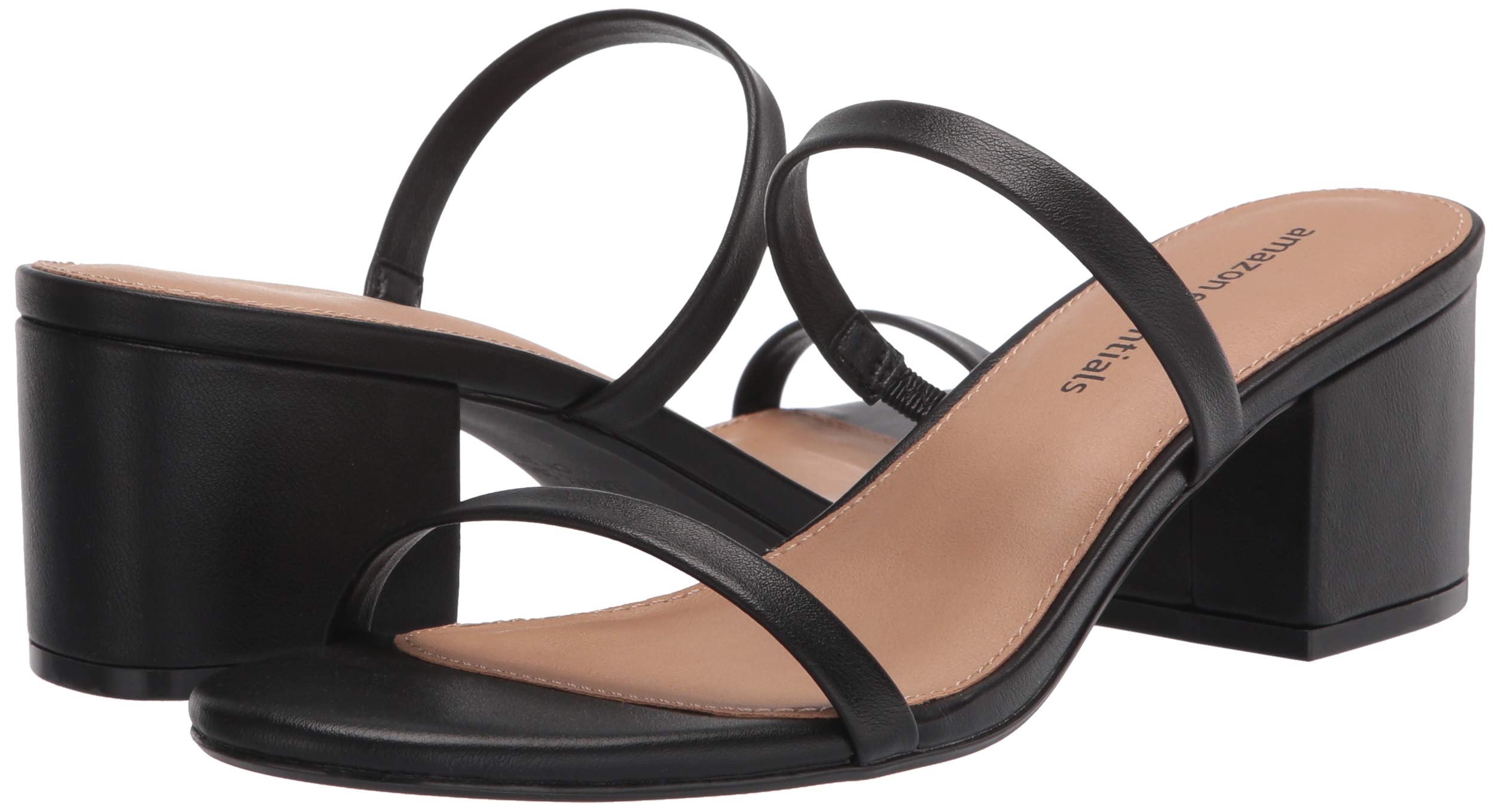 Amazon Essentials Women's Thin Two Strap Heeled Slide Sandals - Comfortable Summer Dress Shoes for Casual Outings, Beach Wear & Vacation