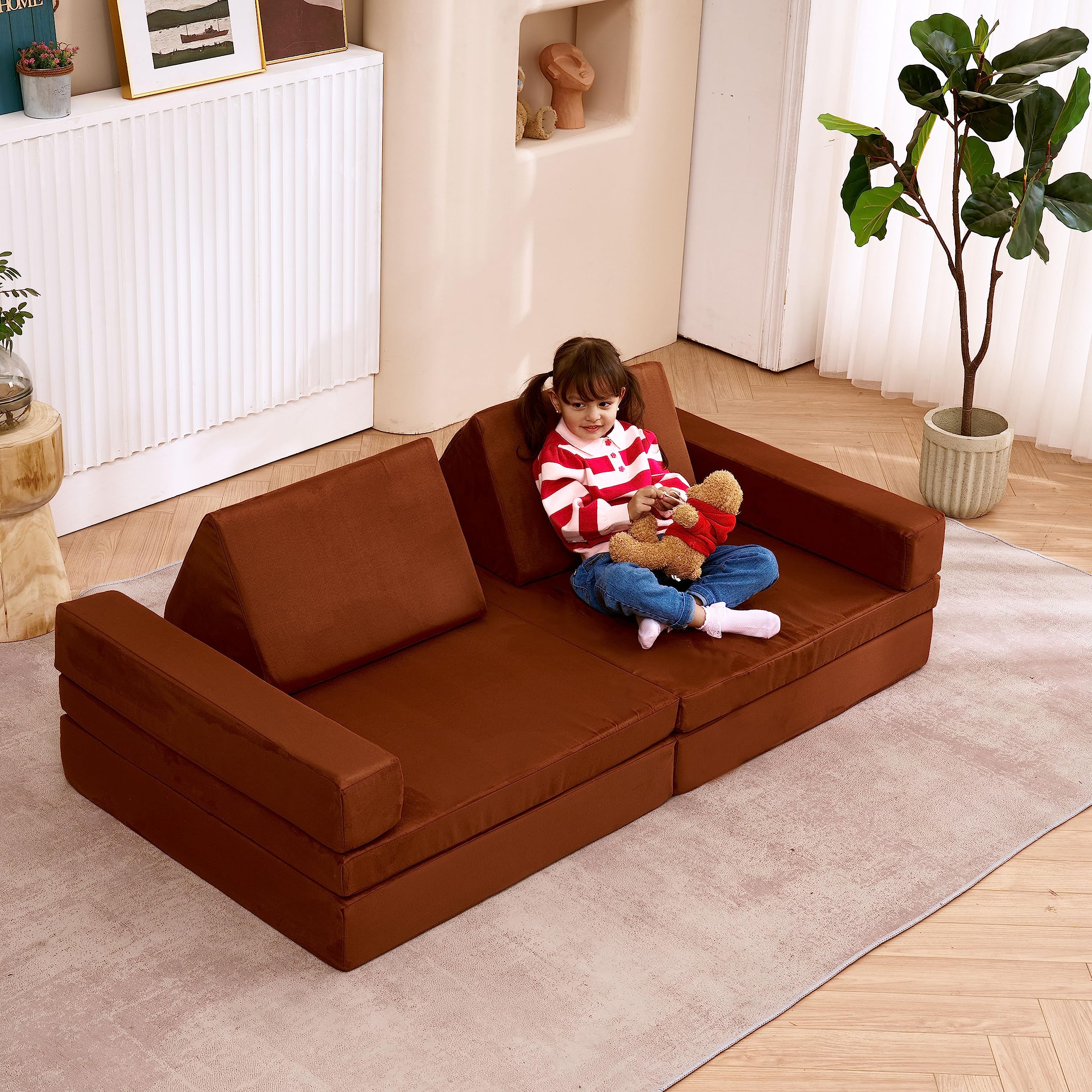 Jela Kids Couch Extended Size 8PCS - Modular Floor Sofa for Family, Kids & Adults - 66